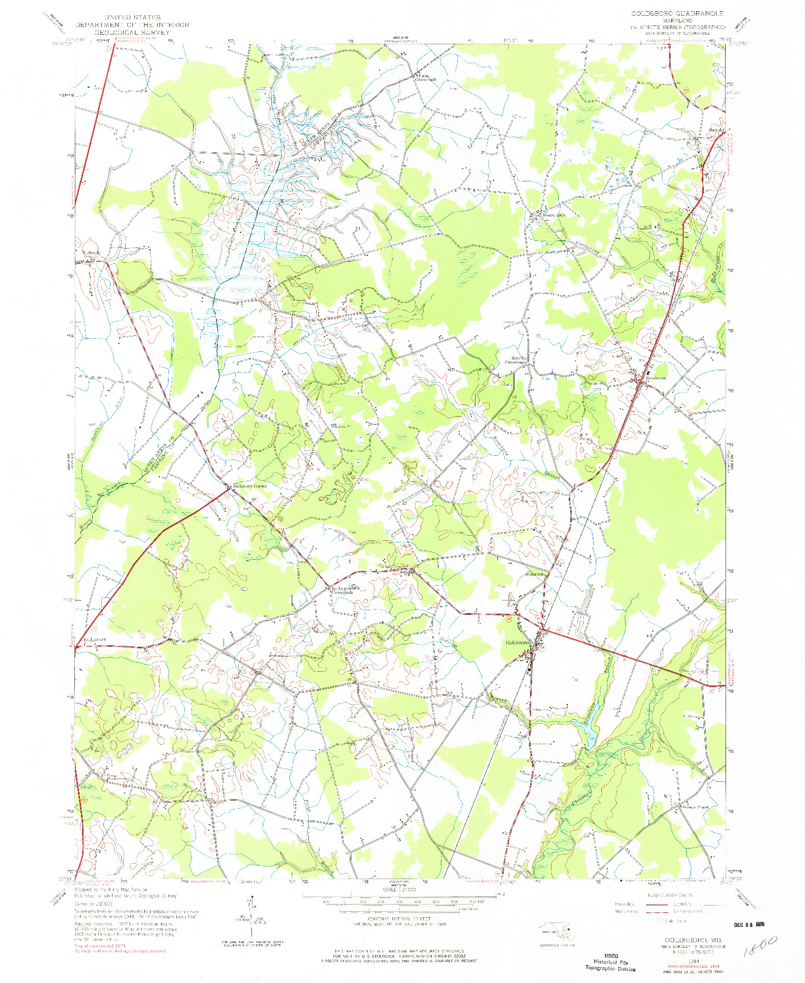 USGS 1:24000-SCALE QUADRANGLE FOR GOLDSBORO, MD 1944