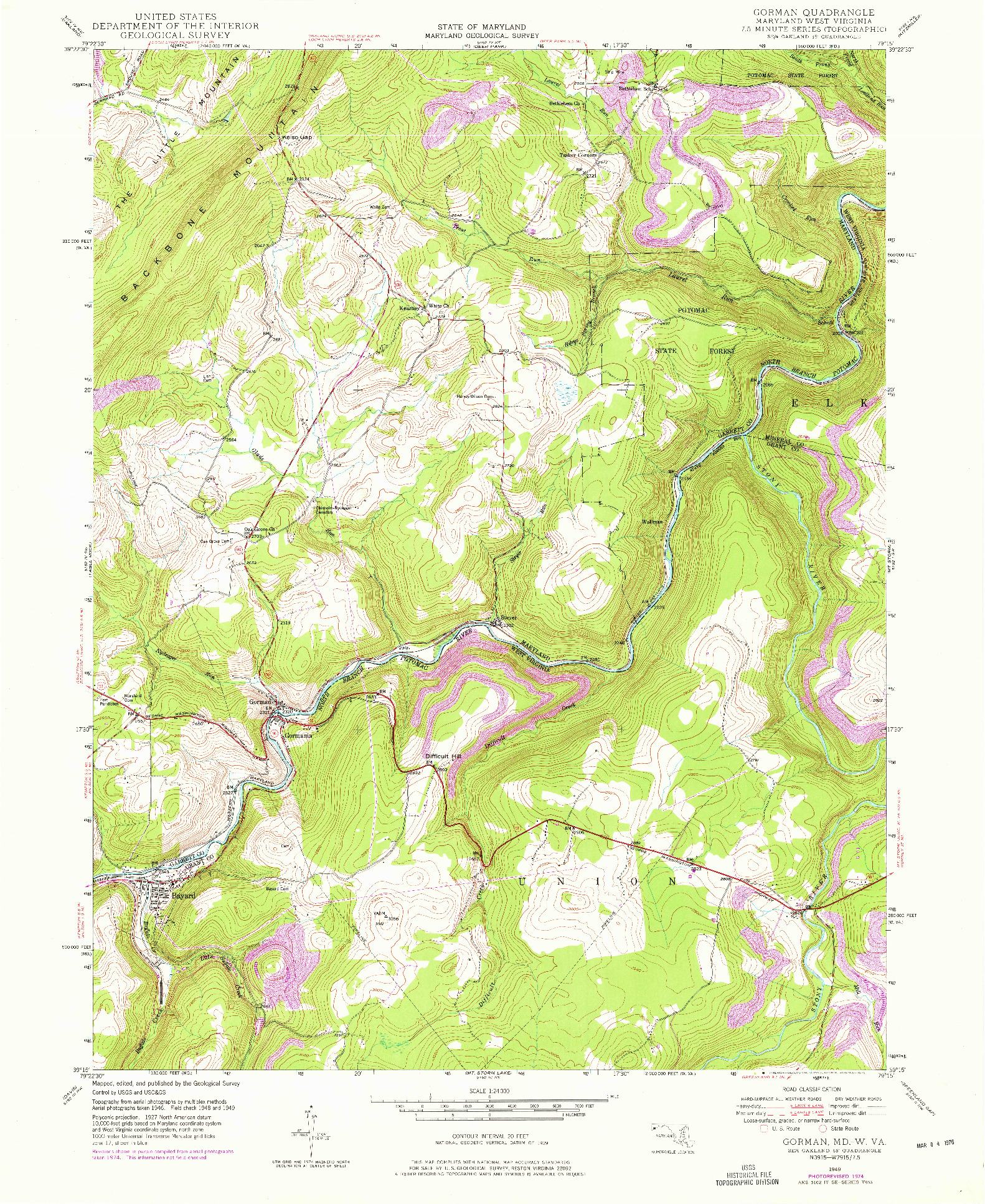 USGS 1:24000-SCALE QUADRANGLE FOR GORMAN, MD 1949