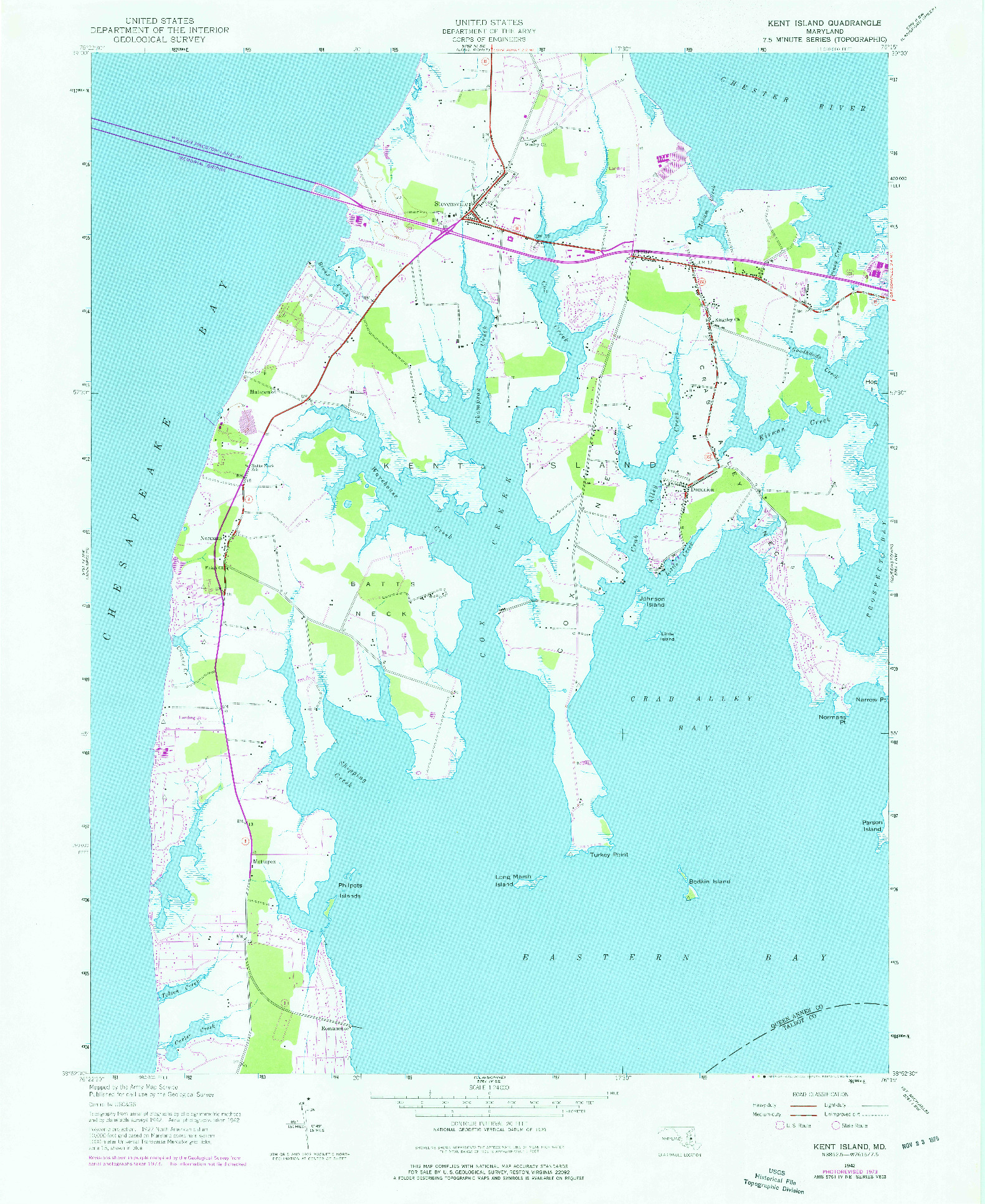 USGS 1:24000-SCALE QUADRANGLE FOR KENT ISLAND, MD 1942