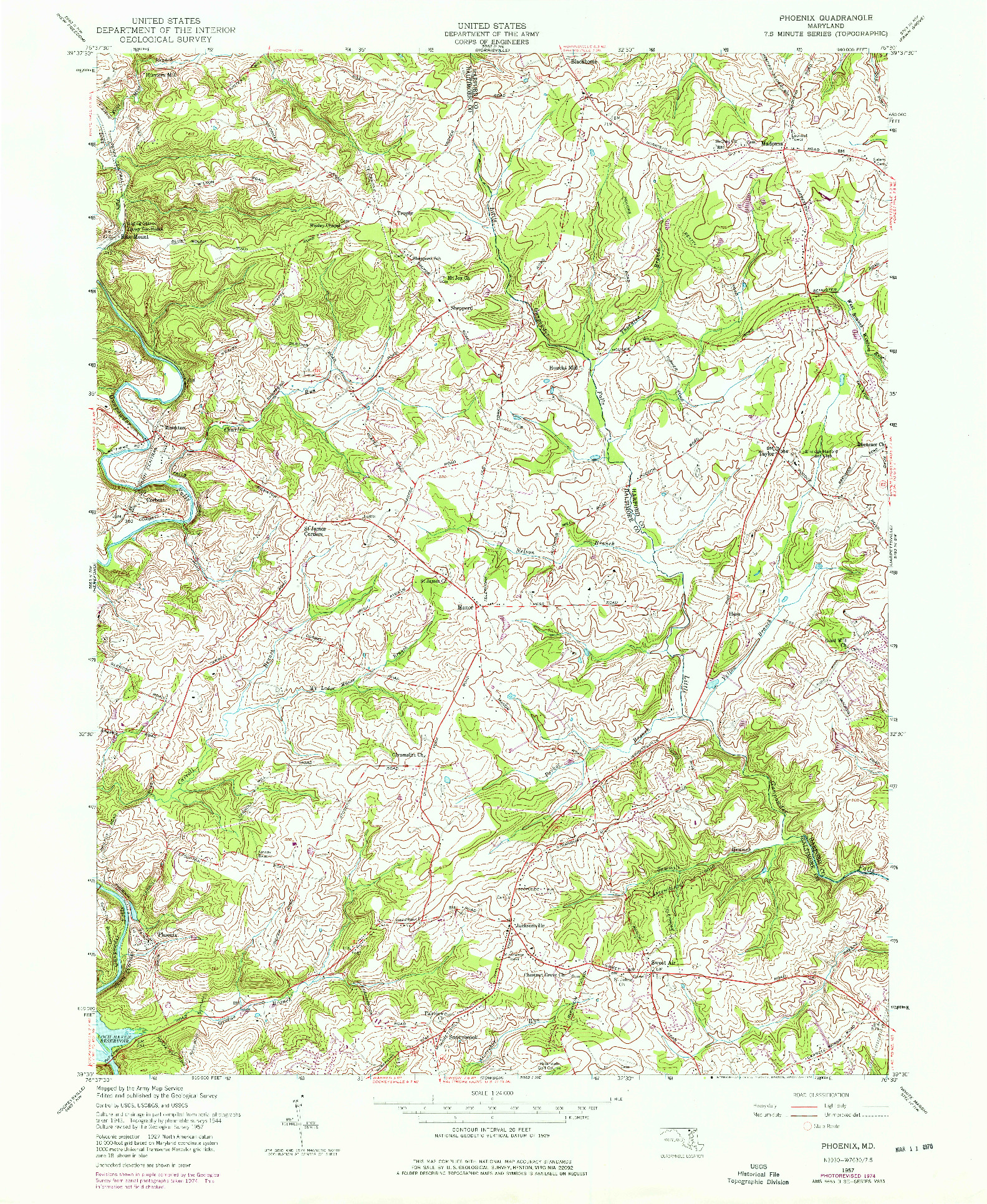 USGS 1:24000-SCALE QUADRANGLE FOR PHOENIX, MD 1957