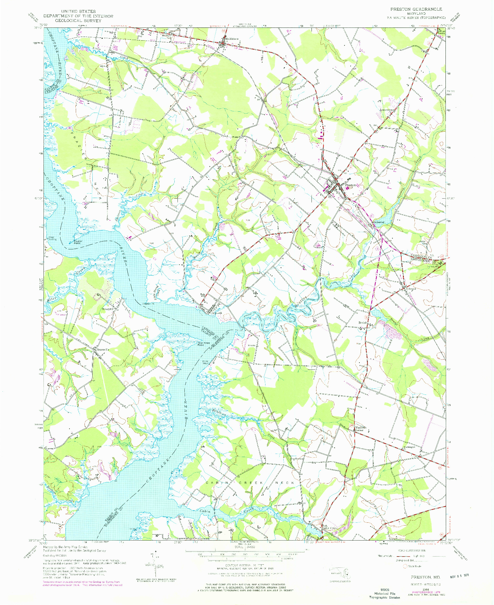 USGS 1:24000-SCALE QUADRANGLE FOR PRESTON, MD 1944