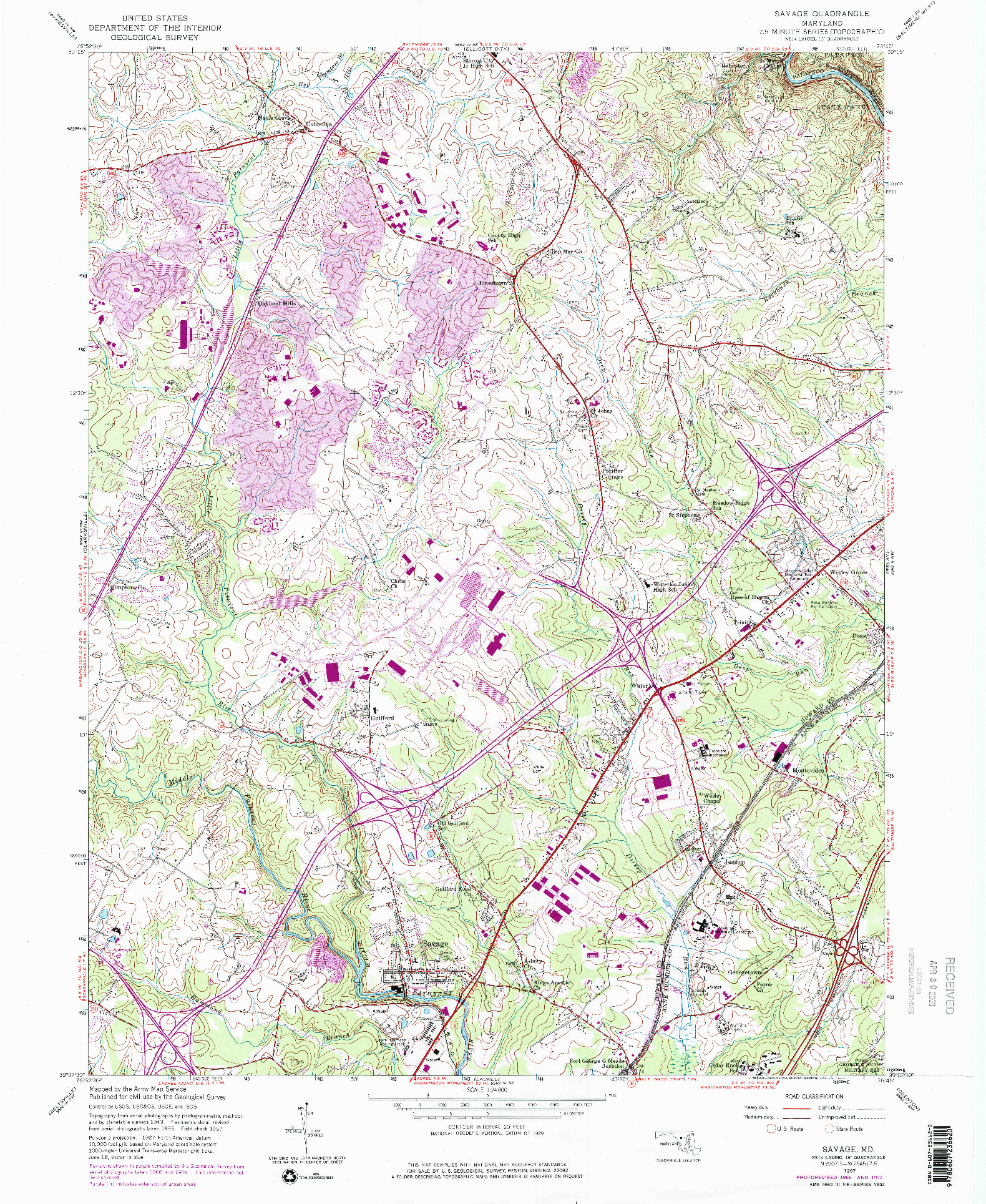 USGS 1:24000-SCALE QUADRANGLE FOR SAVAGE, MD 1957