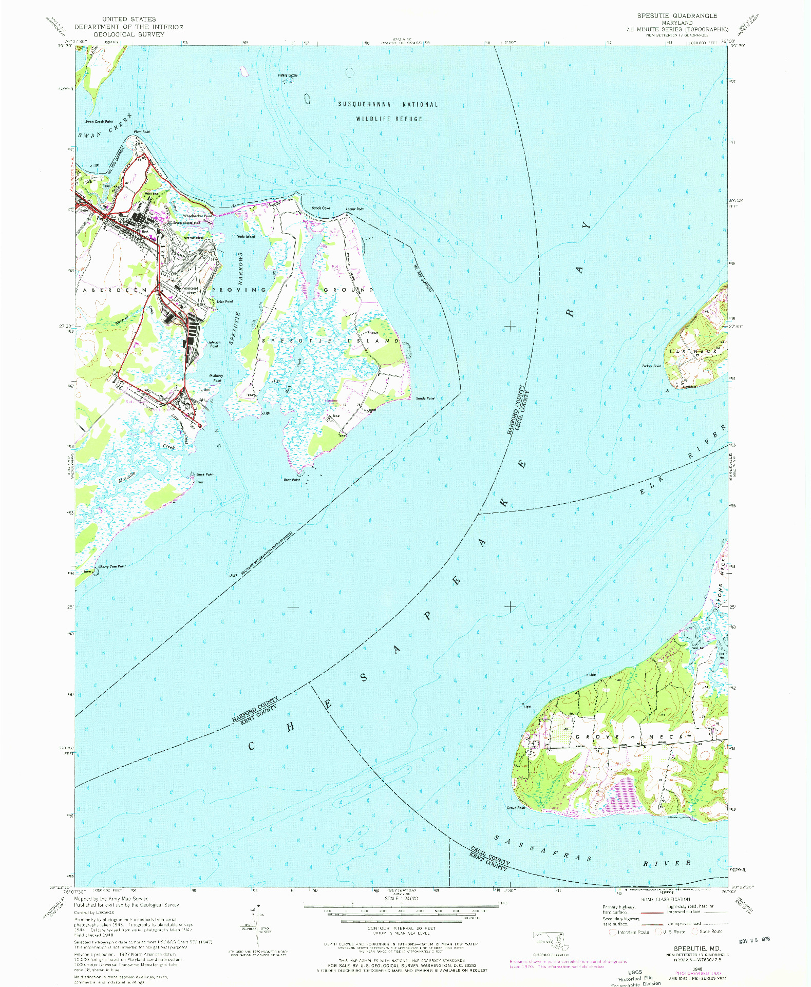 USGS 1:24000-SCALE QUADRANGLE FOR SPESUTIE, MD 1948