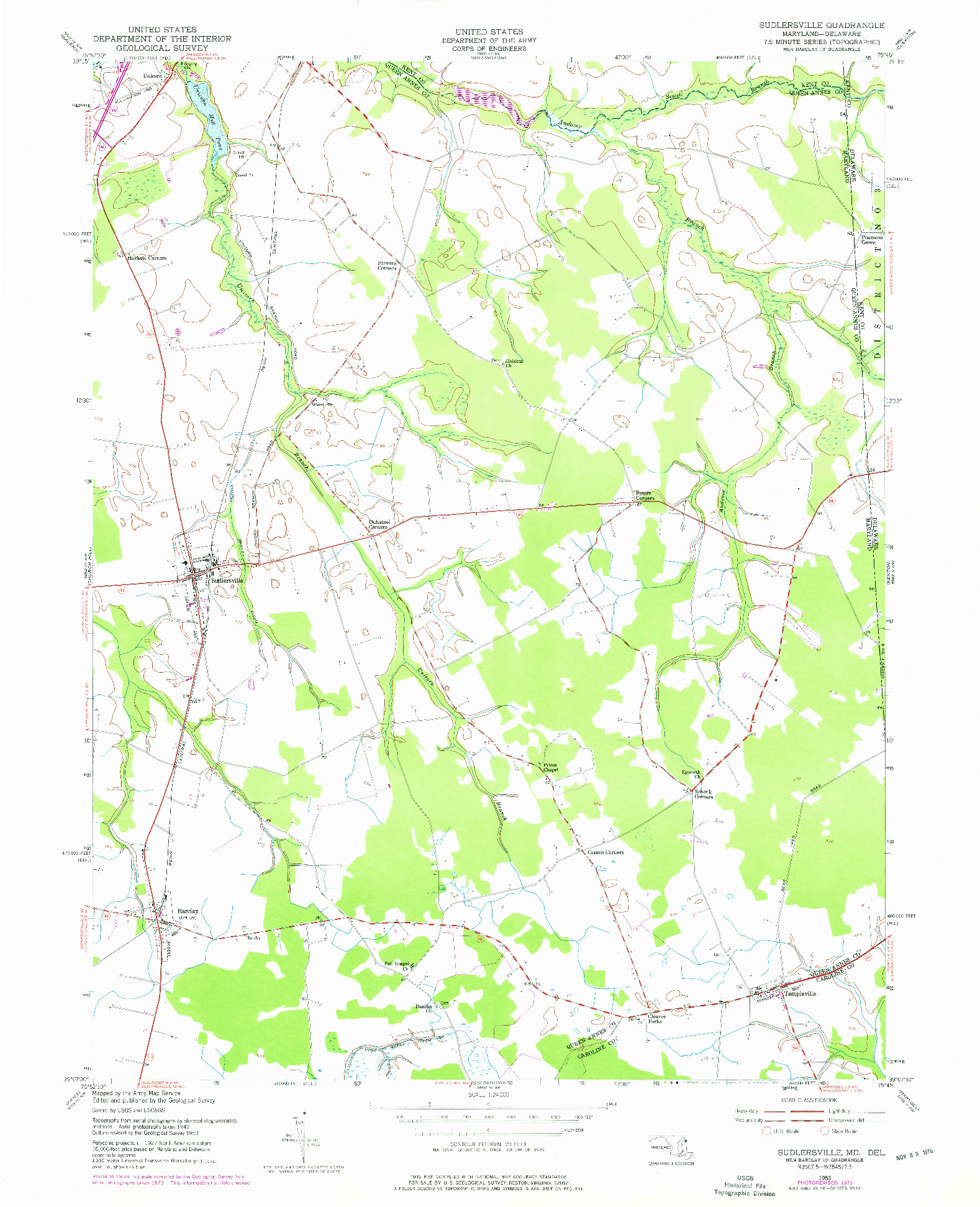 USGS 1:24000-SCALE QUADRANGLE FOR SUDLERSVILLE, MD 1953