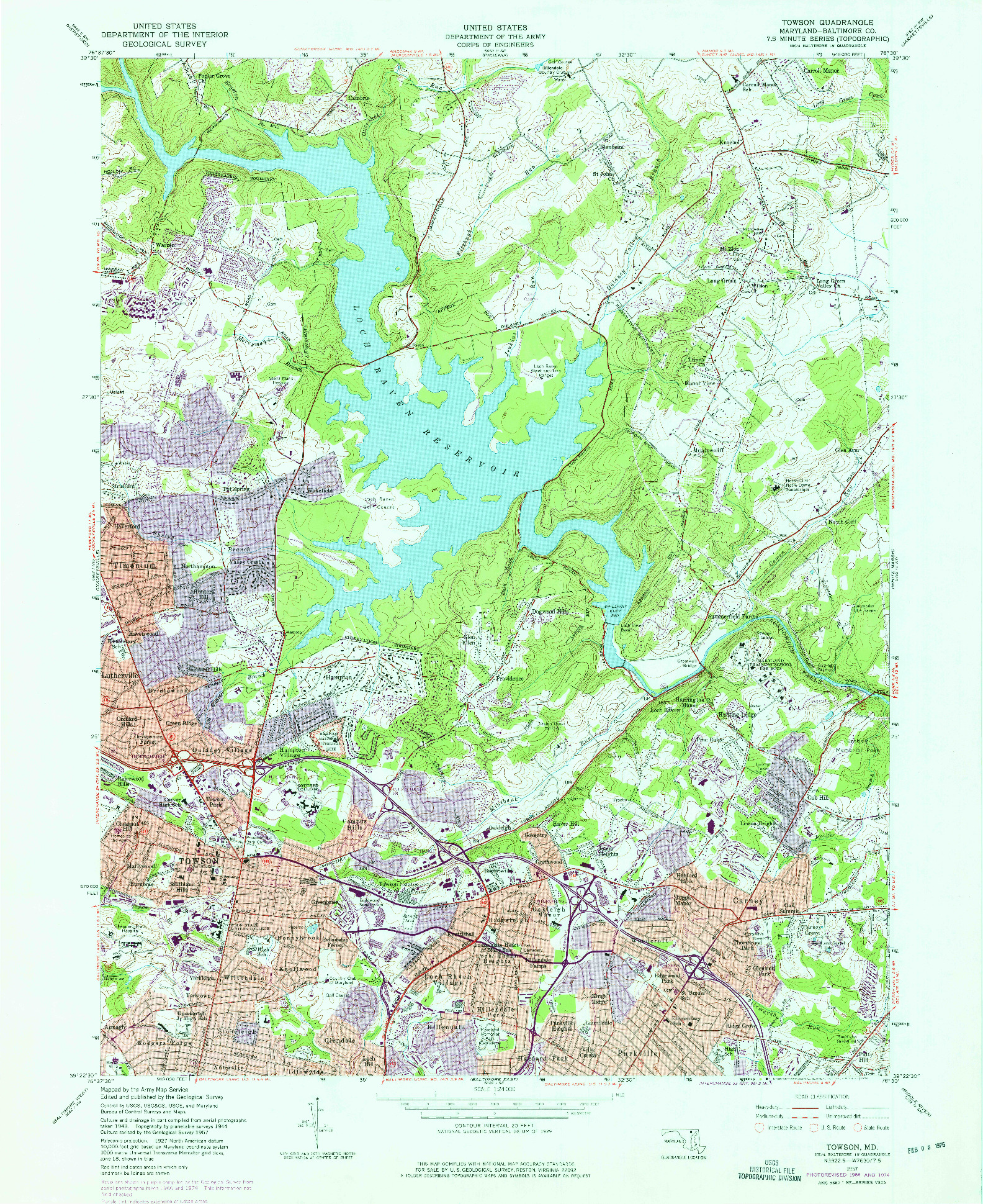 USGS 1:24000-SCALE QUADRANGLE FOR TOWSON, MD 1957