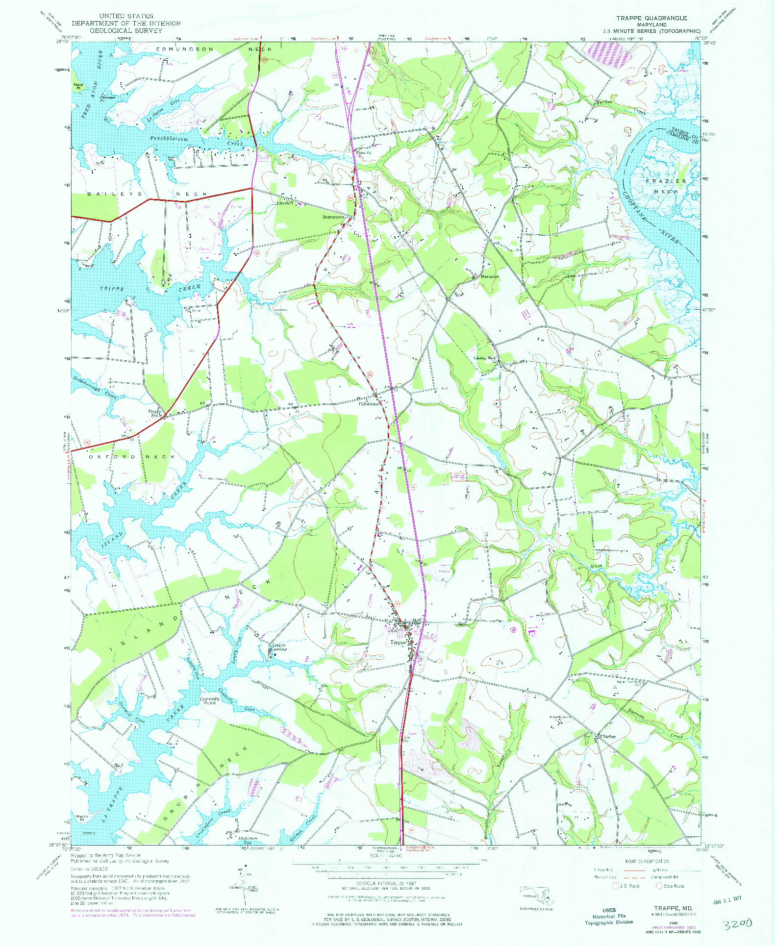 USGS 1:24000-SCALE QUADRANGLE FOR TRAPPE, MD 1942