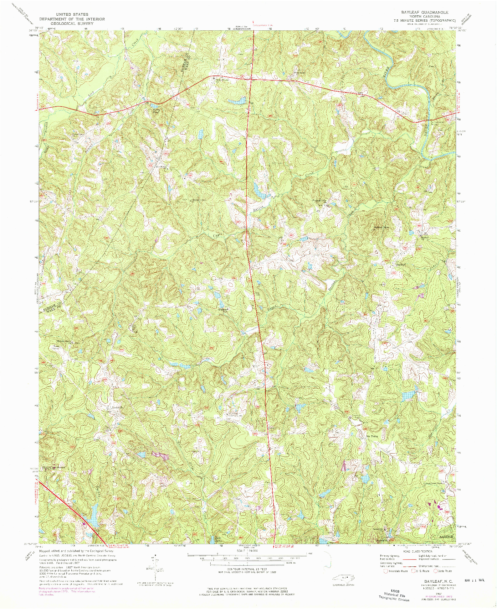 USGS 1:24000-SCALE QUADRANGLE FOR BAYLEAF, NC 1967