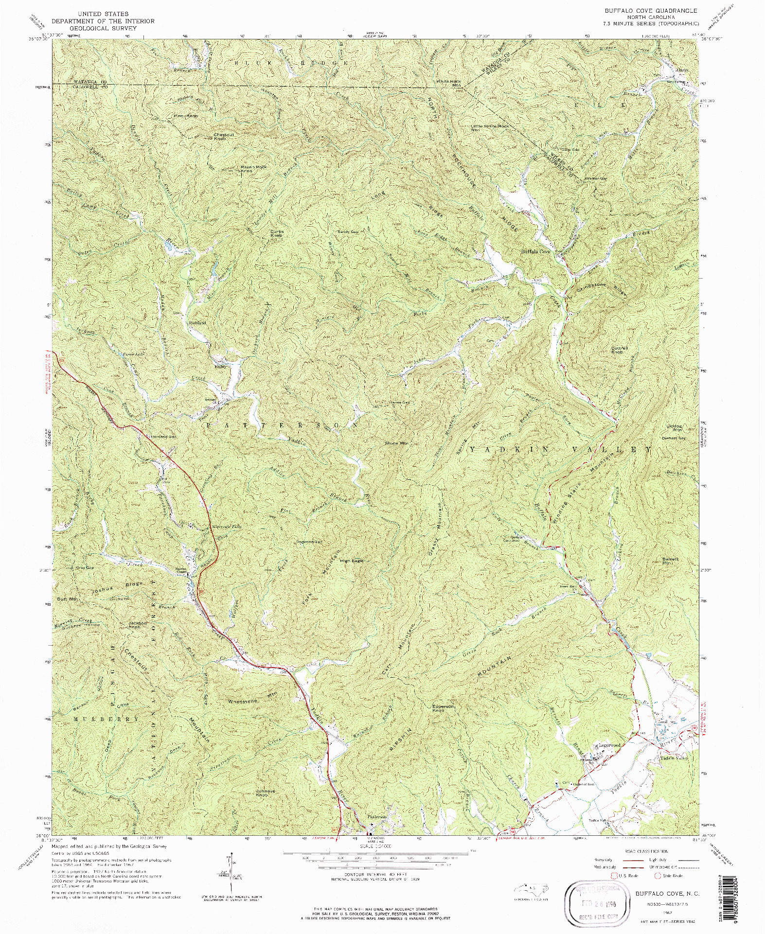 USGS 1:24000-SCALE QUADRANGLE FOR BUFFALO COVE, NC 1967