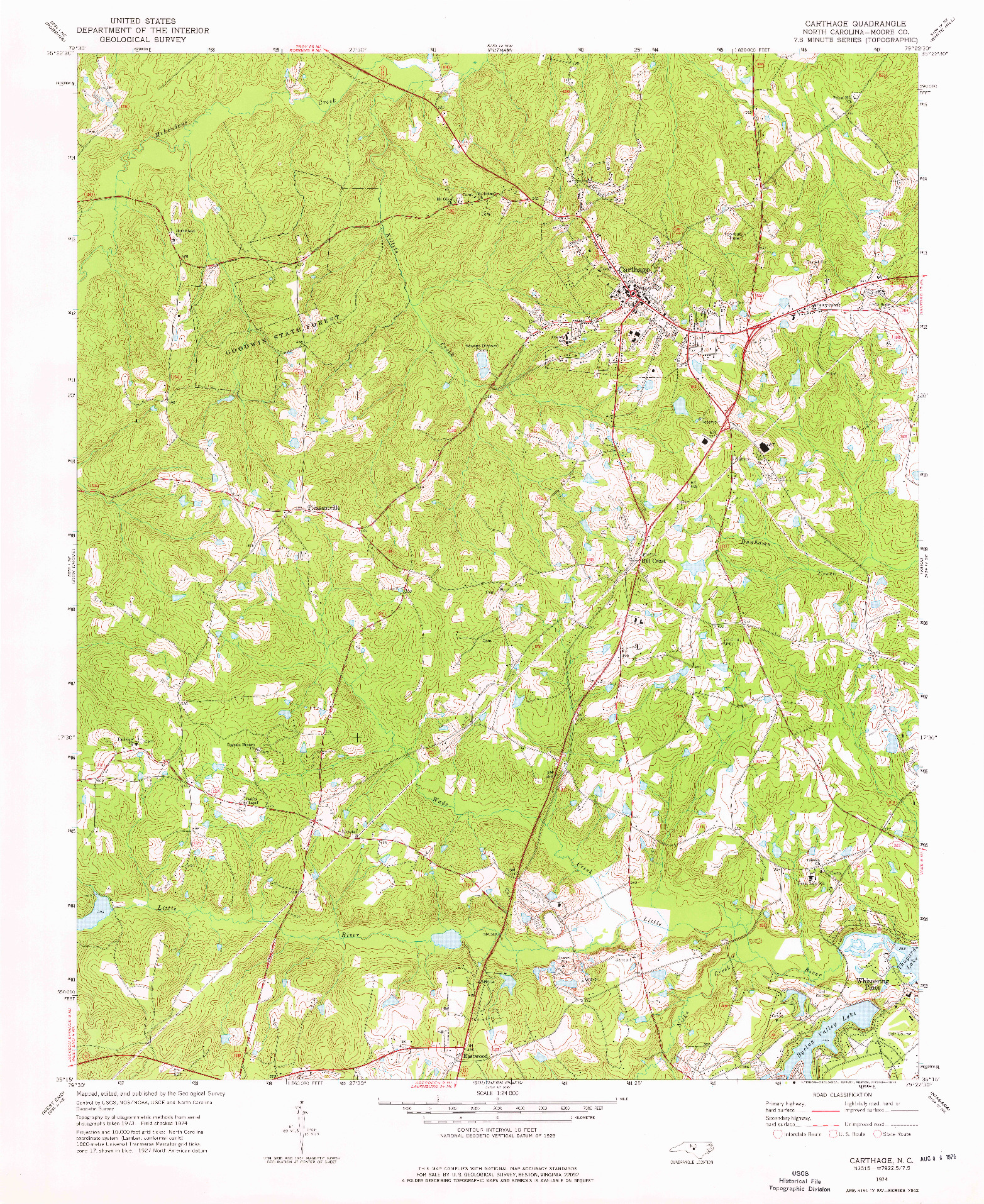 USGS 1:24000-SCALE QUADRANGLE FOR CARTHAGE, NC 1974