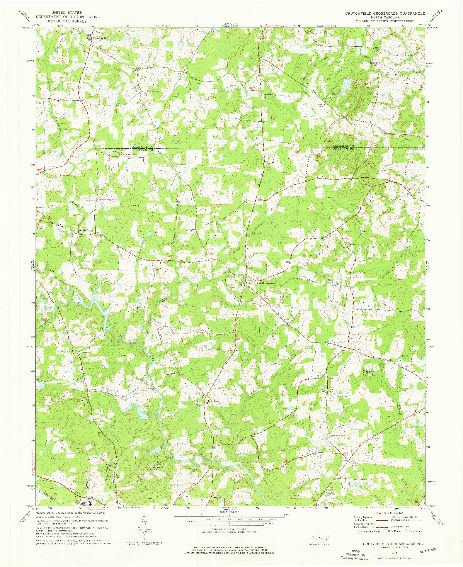 USGS 1:24000-SCALE QUADRANGLE FOR CRUTCHFIELD CROSSROADS, NC 1974