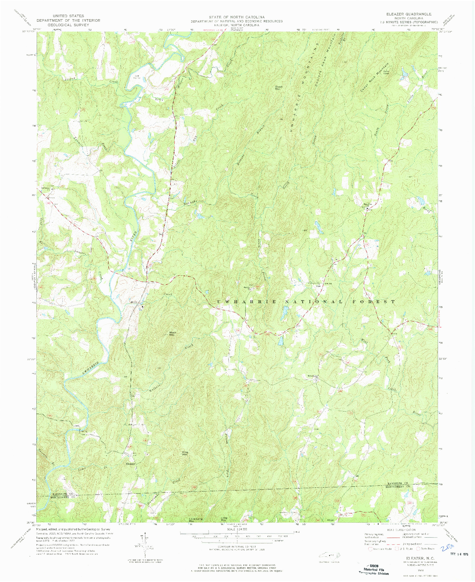 USGS 1:24000-SCALE QUADRANGLE FOR ELEAZER, NC 1973