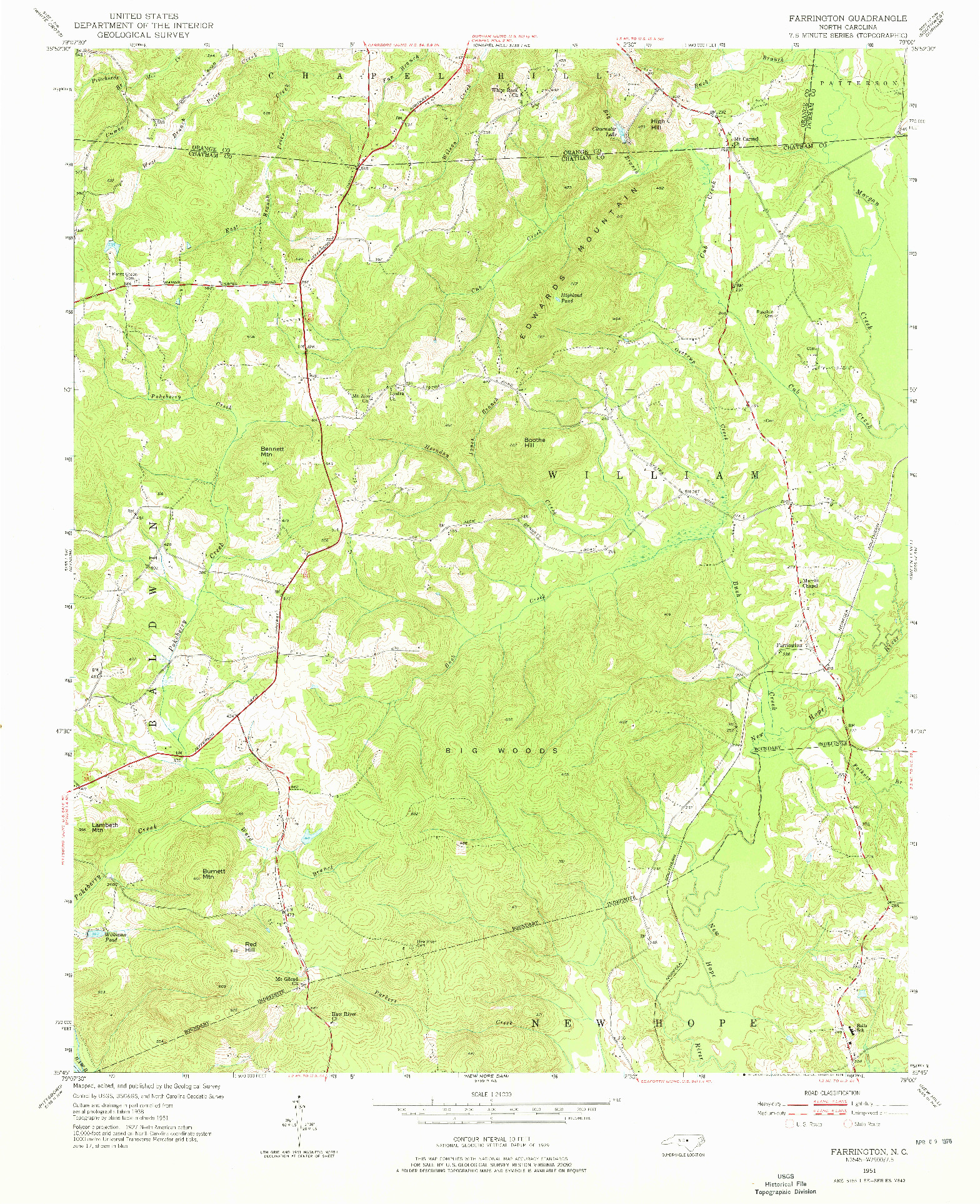 USGS 1:24000-SCALE QUADRANGLE FOR FARRINGTON, NC 1951