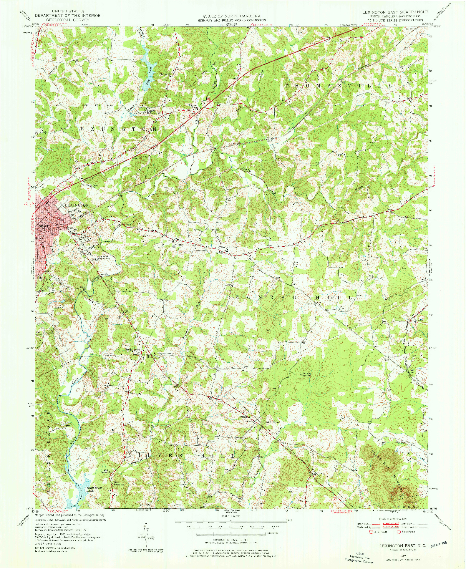 USGS 1:24000-SCALE QUADRANGLE FOR LEXINGTON EAST, NC 1950