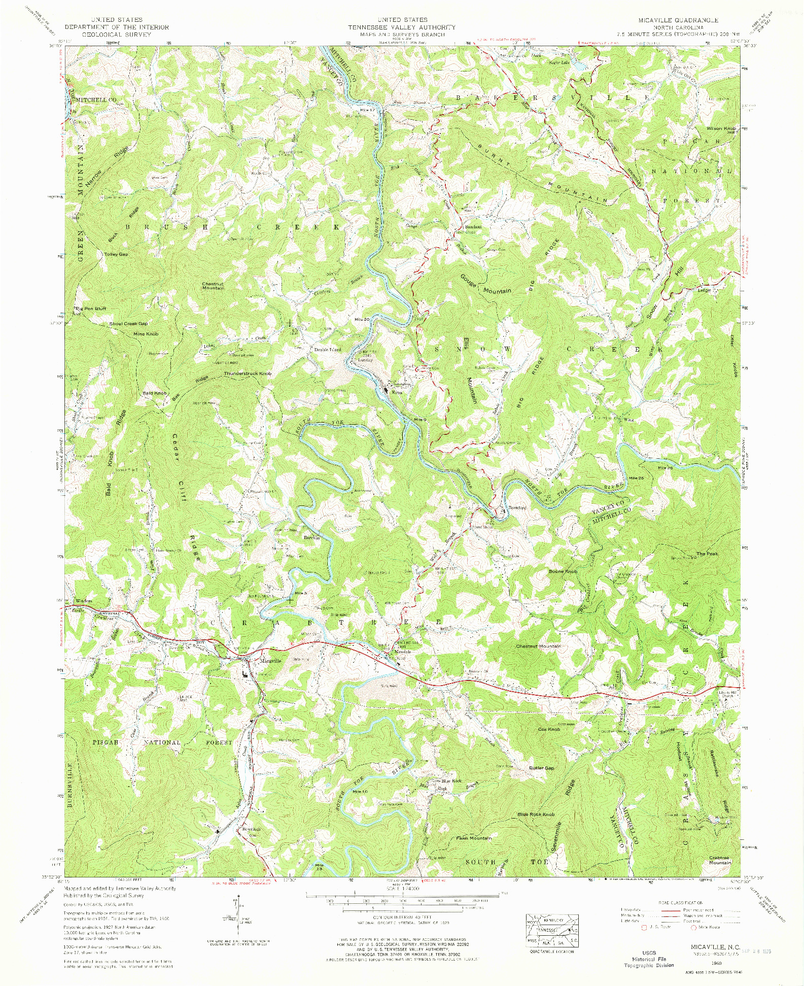 USGS 1:24000-SCALE QUADRANGLE FOR MICAVILLE, NC 1960