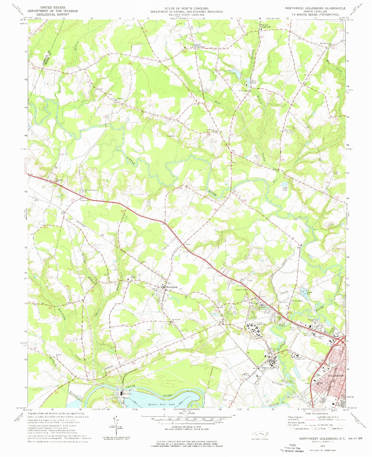 USGS 1:24000-SCALE QUADRANGLE FOR NORTHWEST GOLDSBORO, NC 1974