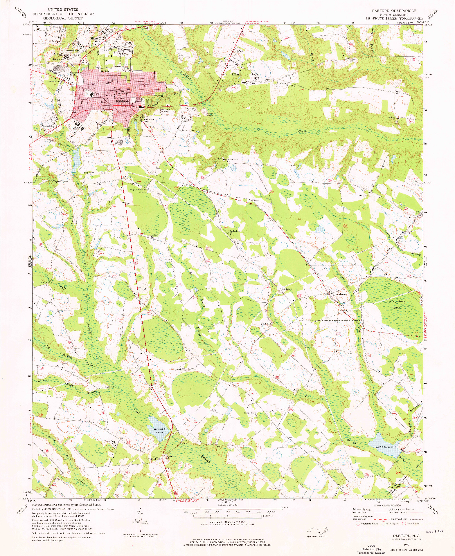 USGS 1:24000-SCALE QUADRANGLE FOR RAEFORD, NC 1972