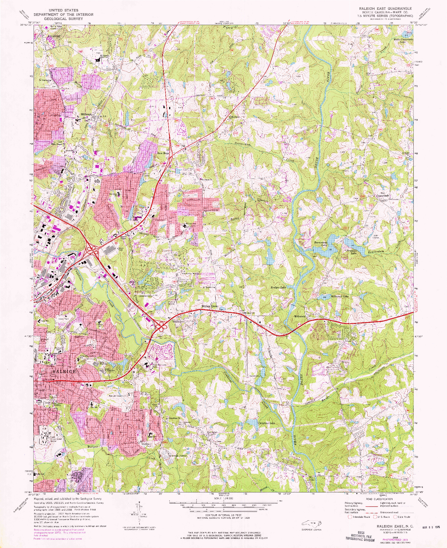 USGS 1:24000-SCALE QUADRANGLE FOR RALEIGH EAST, NC 1968