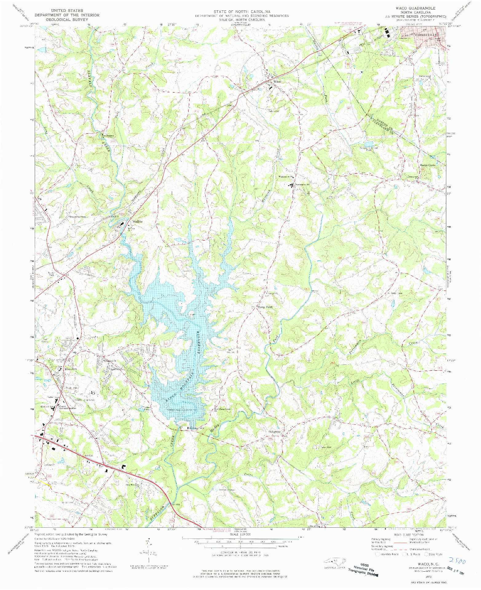 USGS 1:24000-SCALE QUADRANGLE FOR WACO, NC 1973