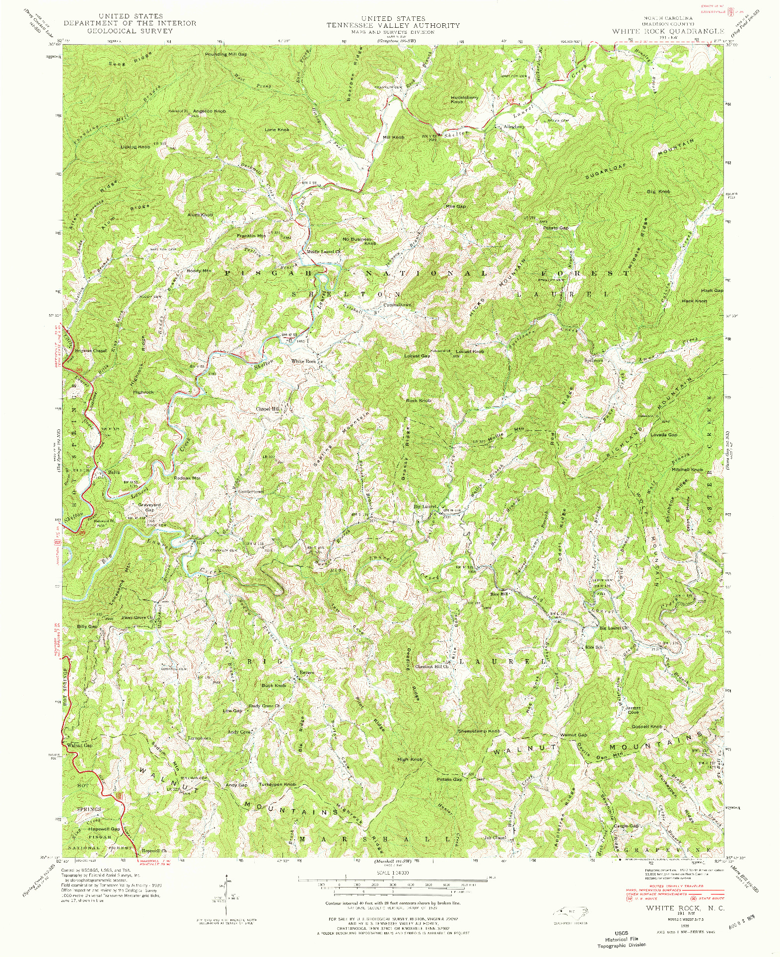USGS 1:24000-SCALE QUADRANGLE FOR WHITE ROCK, NC 1939