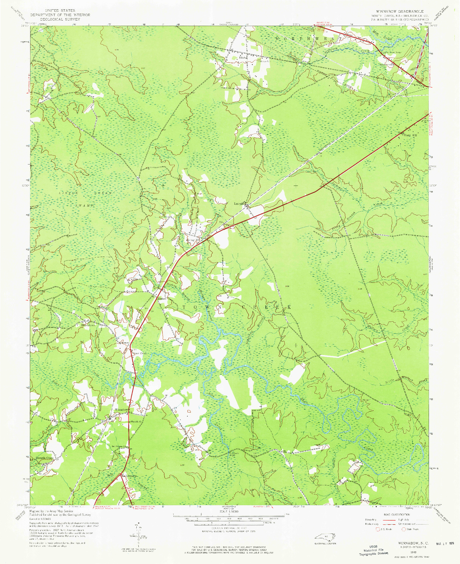 USGS 1:24000-SCALE QUADRANGLE FOR WINNABOW, NC 1943