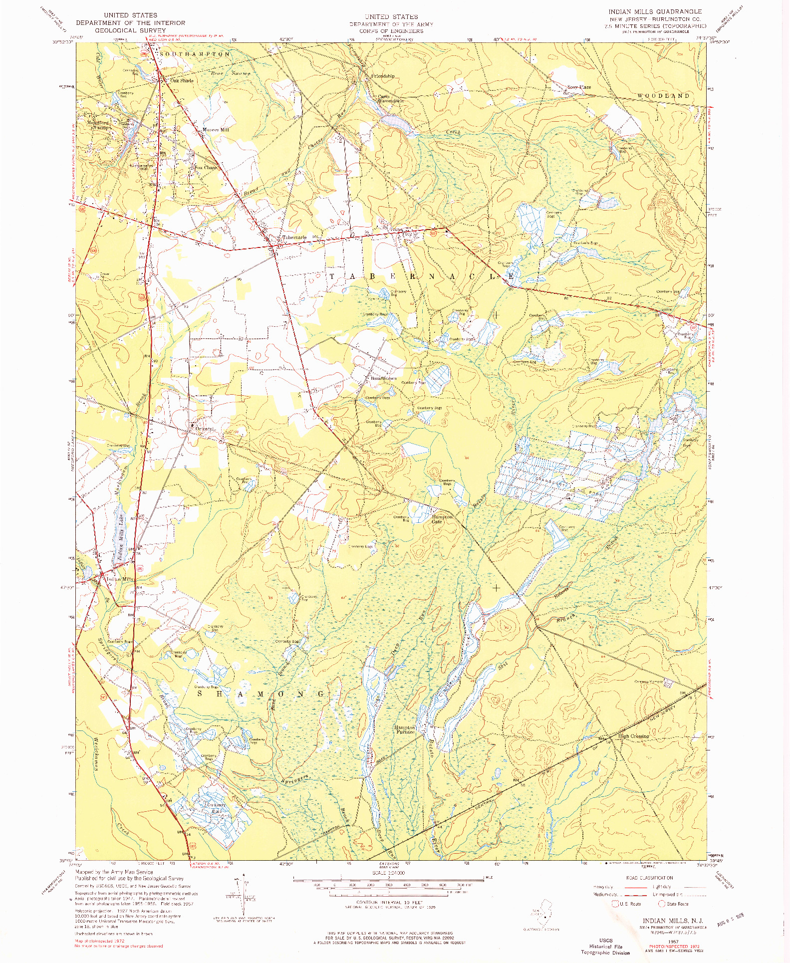USGS 1:24000-SCALE QUADRANGLE FOR INDIAN MILLS, NJ 1957