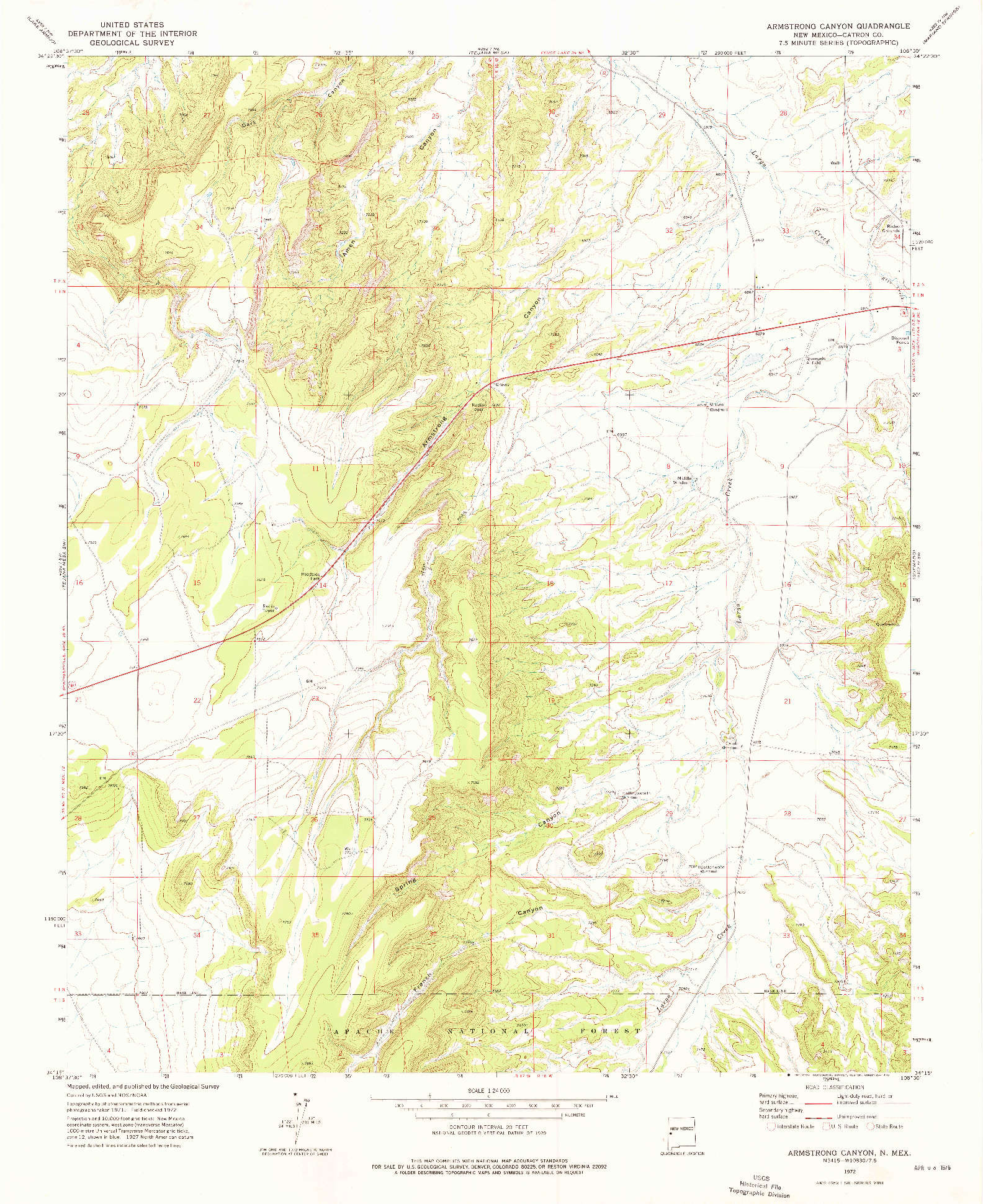 USGS 1:24000-SCALE QUADRANGLE FOR ARMSTRONG CANYON, NM 1972