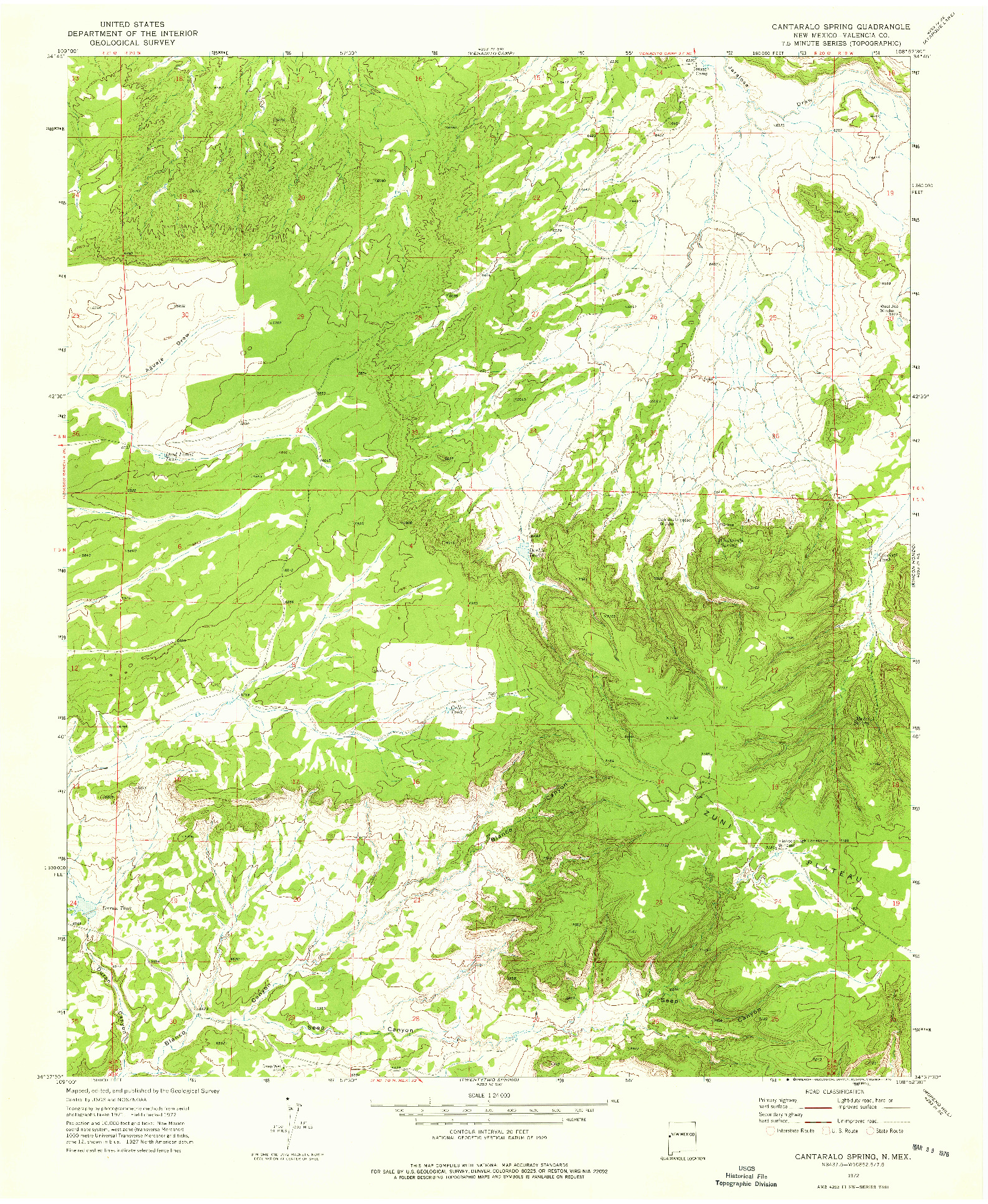 USGS 1:24000-SCALE QUADRANGLE FOR CANTARALO SPRING, NM 1972