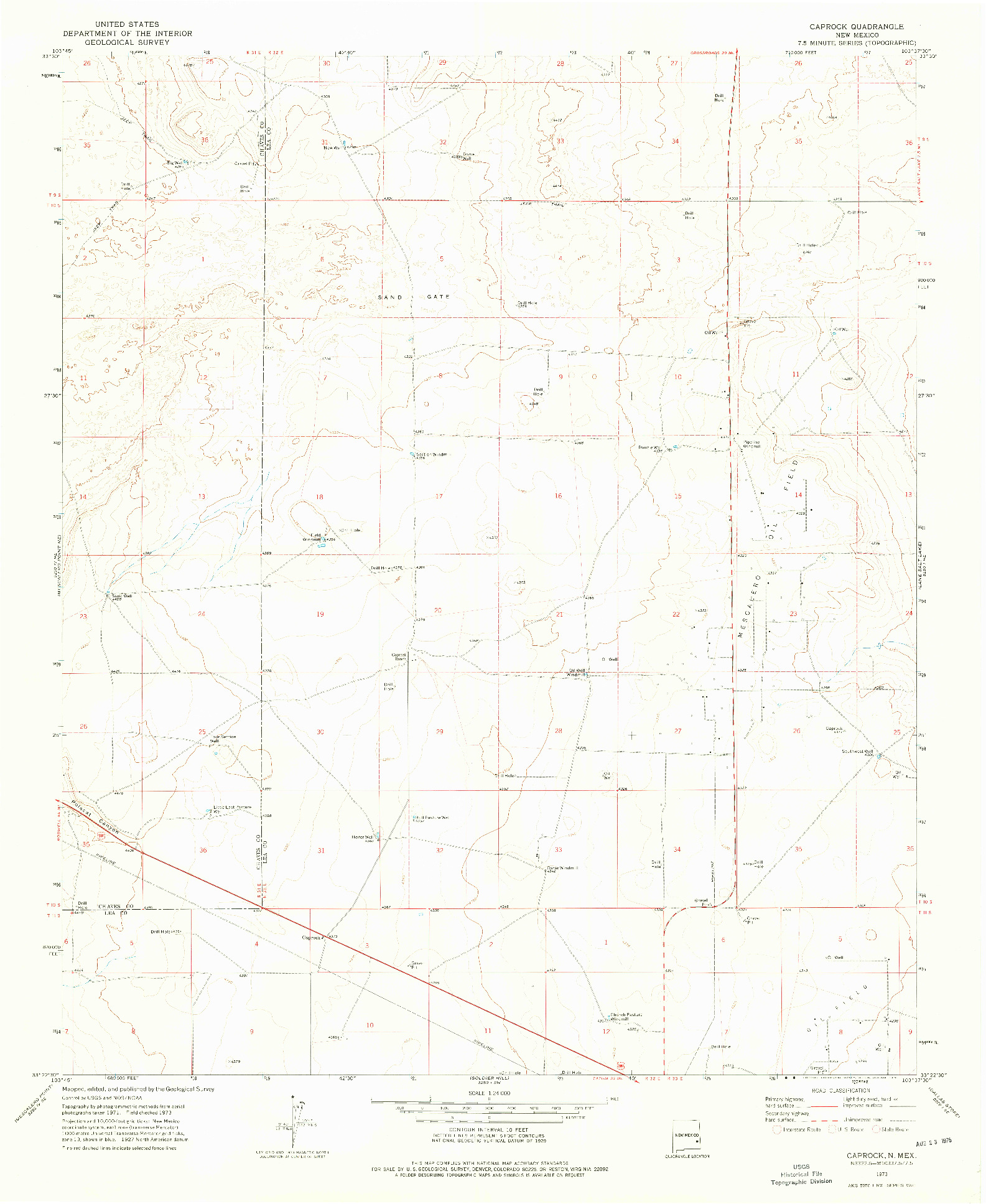 USGS 1:24000-SCALE QUADRANGLE FOR CAPROCK, NM 1973