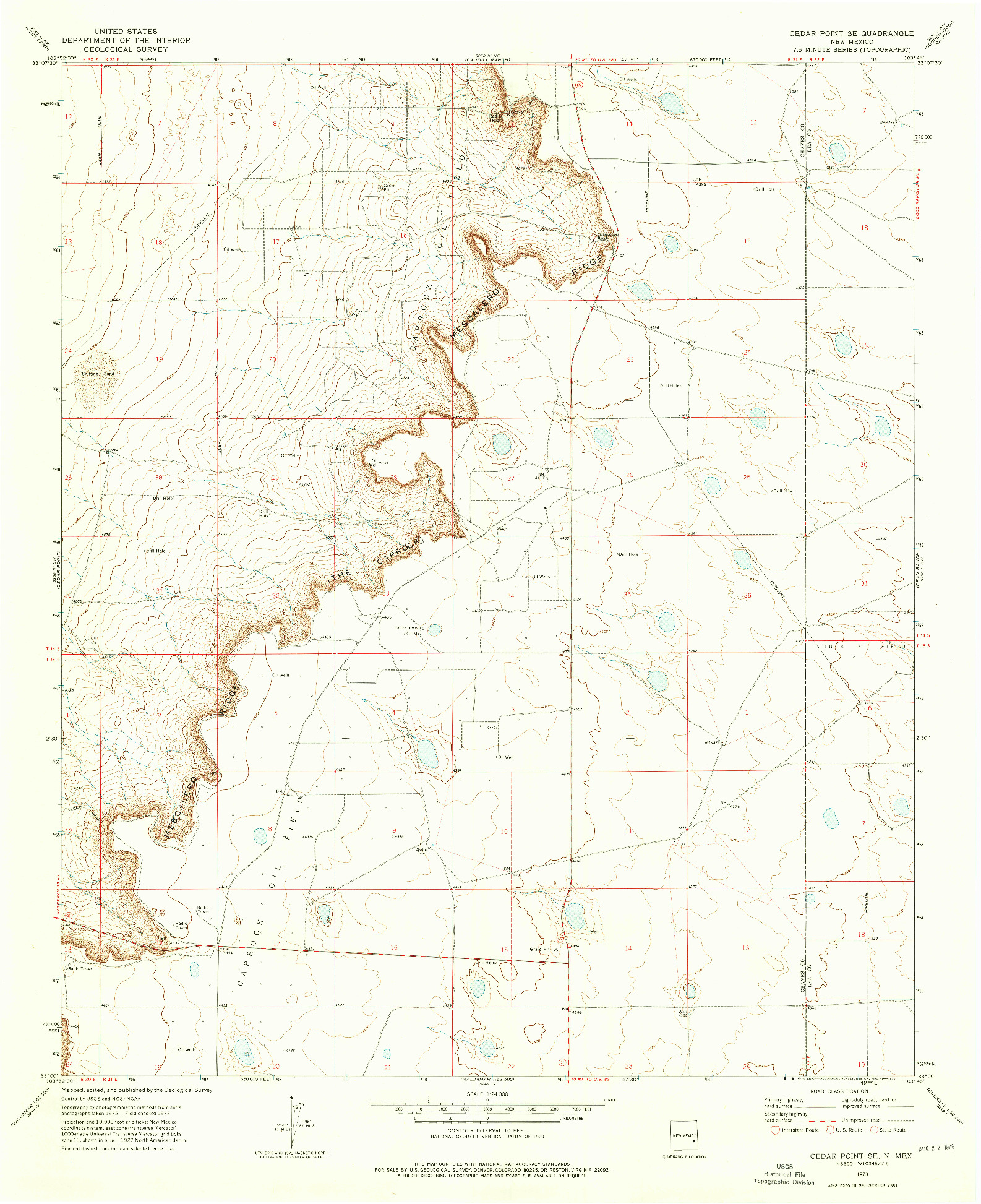USGS 1:24000-SCALE QUADRANGLE FOR CEDAR POINT SE, NM 1973