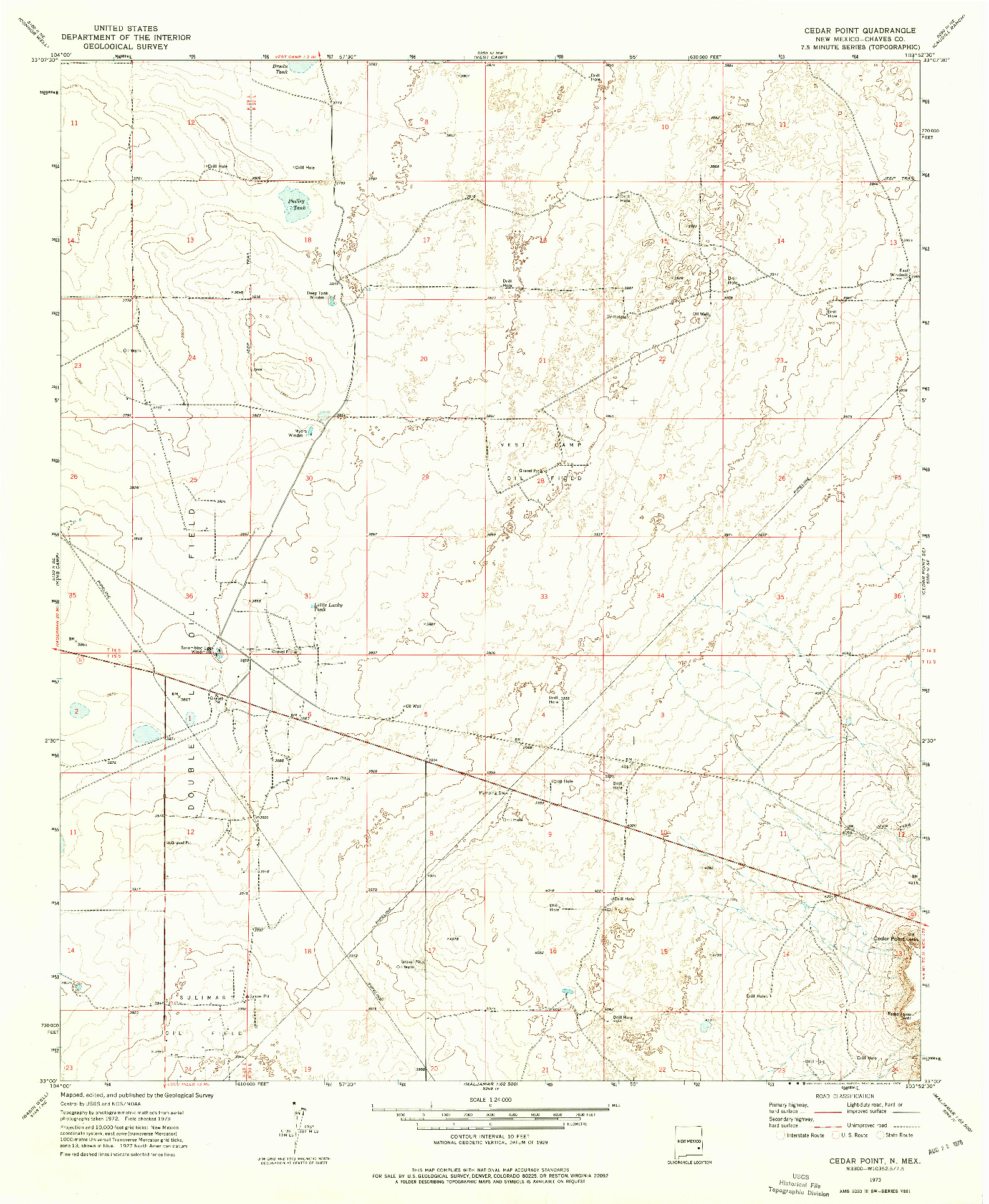 USGS 1:24000-SCALE QUADRANGLE FOR CEDAR POINT, NM 1973