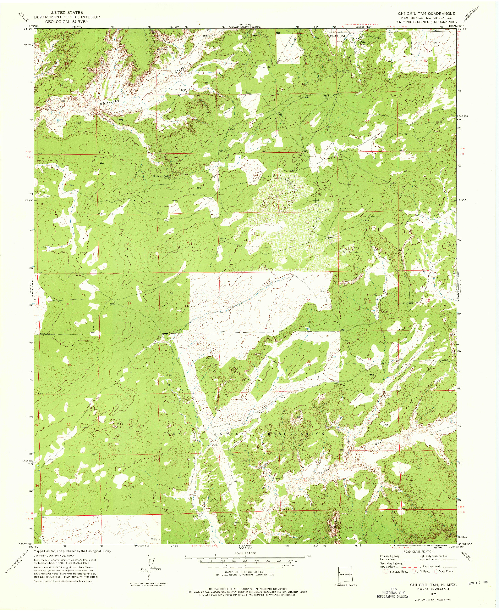 USGS 1:24000-SCALE QUADRANGLE FOR CHI CHIL TAH, NM 1973