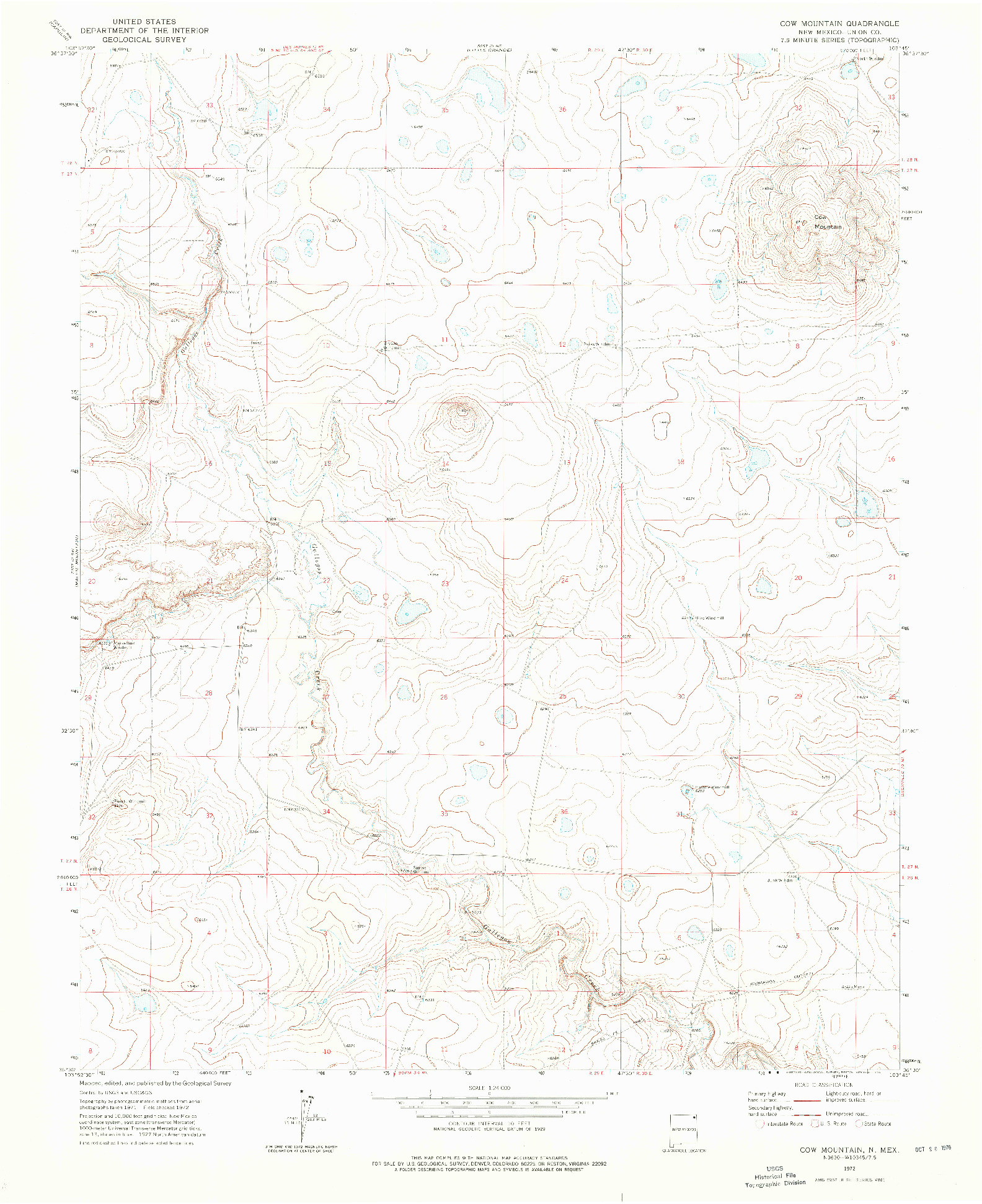 USGS 1:24000-SCALE QUADRANGLE FOR COW MOUNTAIN, NM 1972