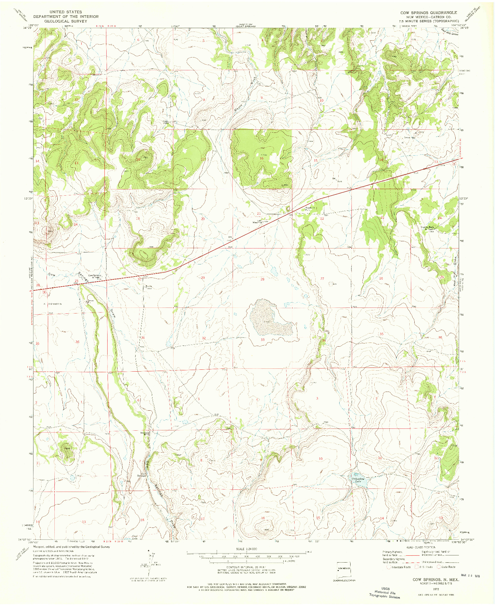 USGS 1:24000-SCALE QUADRANGLE FOR COW SPRINGS, NM 1972