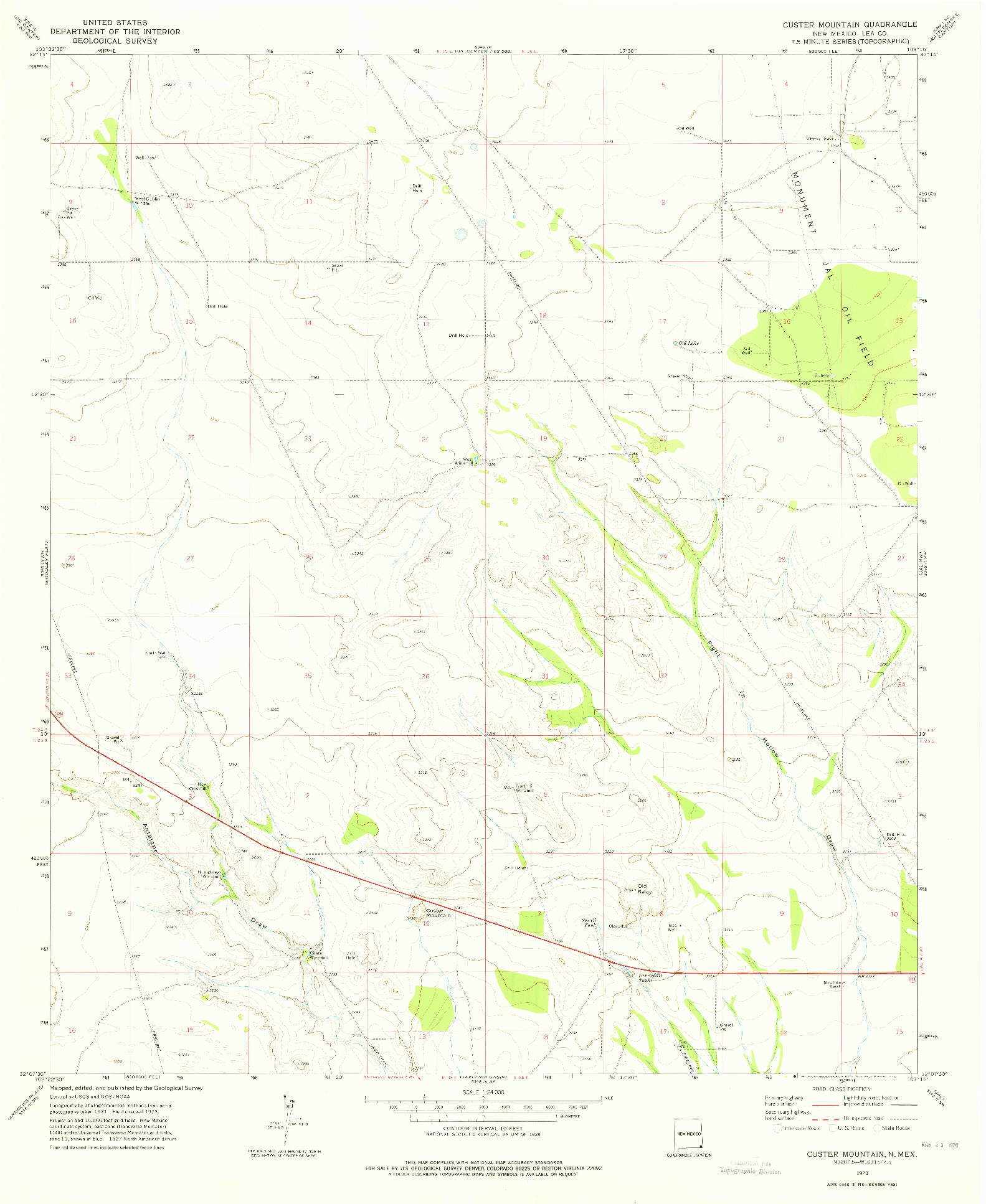 USGS 1:24000-SCALE QUADRANGLE FOR CUSTER MOUNTAIN, NM 1973
