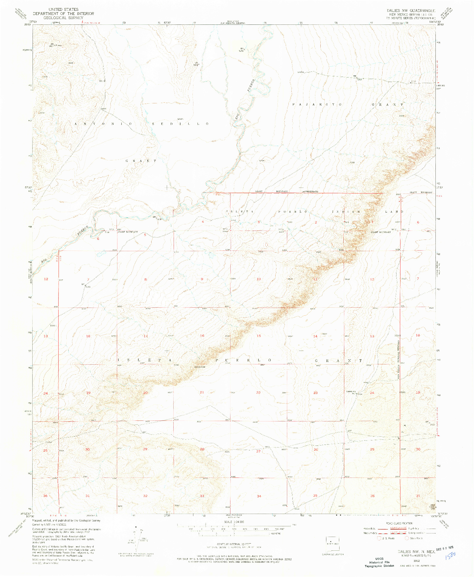 USGS 1:24000-SCALE QUADRANGLE FOR DALIES NW, NM 1952