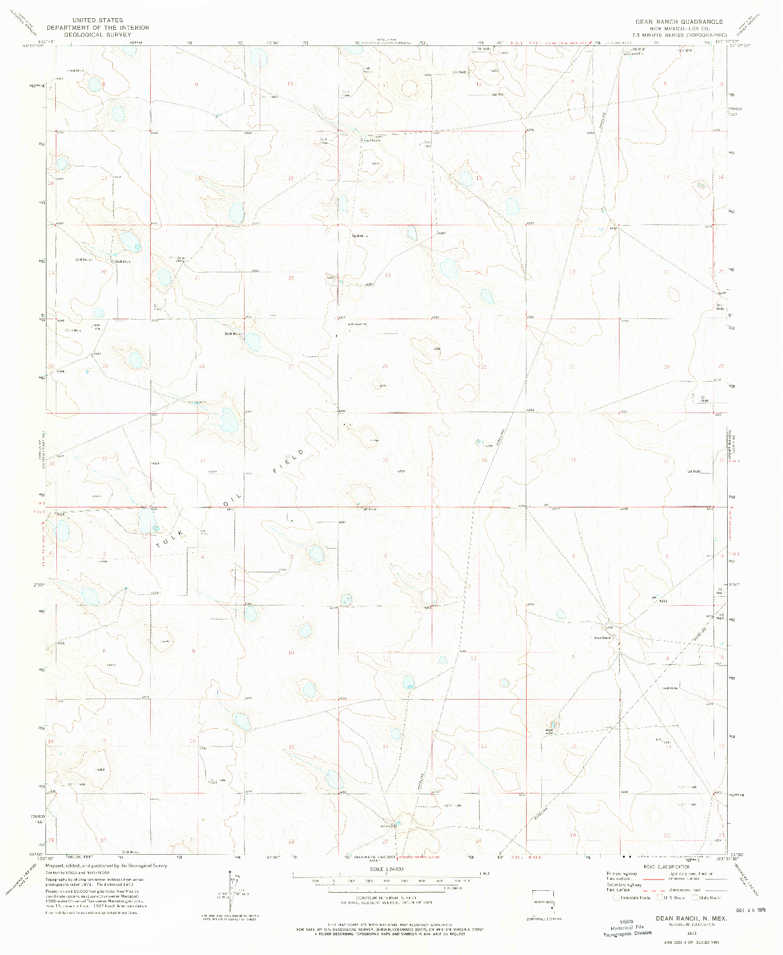 USGS 1:24000-SCALE QUADRANGLE FOR DEAN RANCH, NM 1973