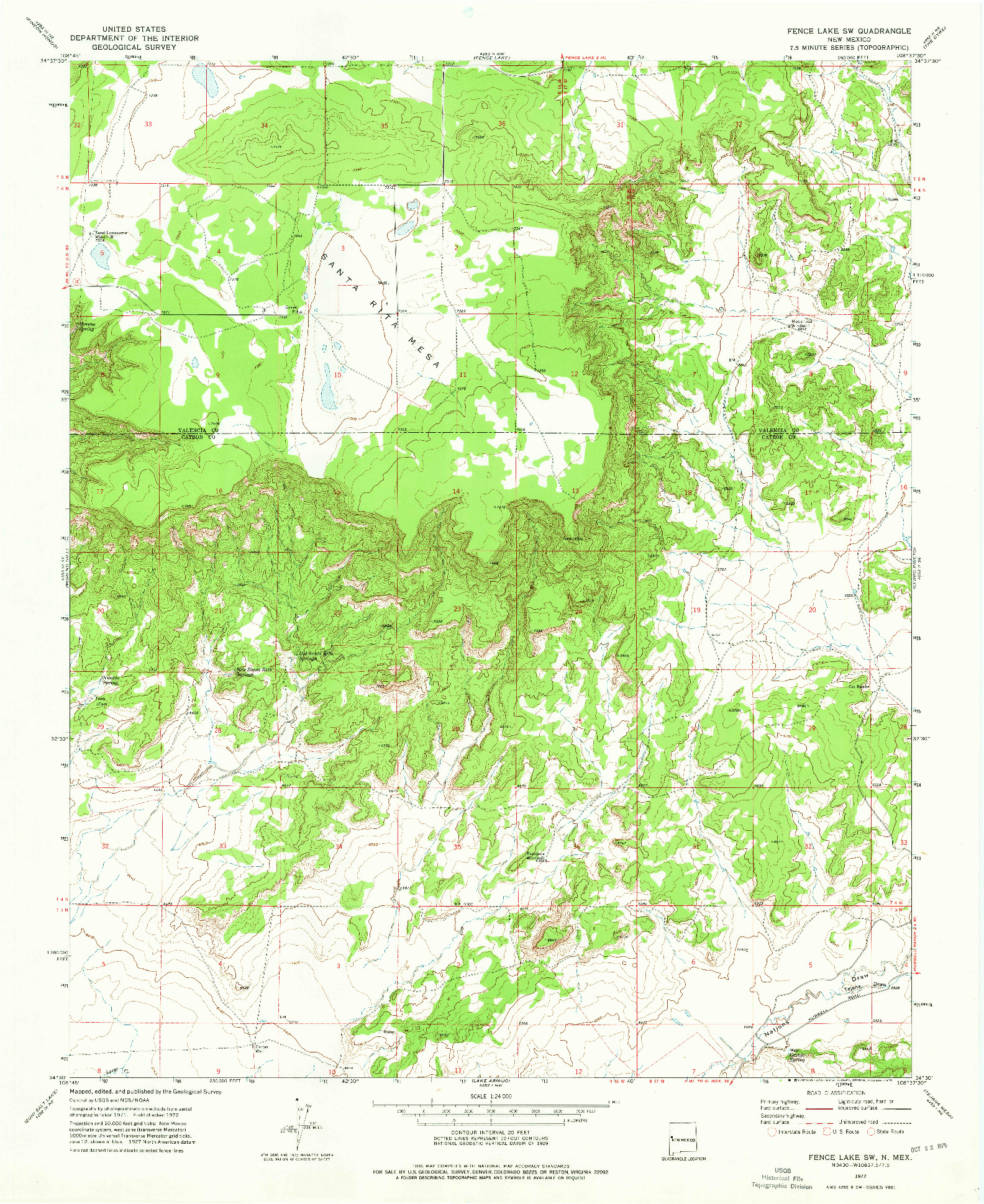 USGS 1:24000-SCALE QUADRANGLE FOR FENCE LAKE SW, NM 1972