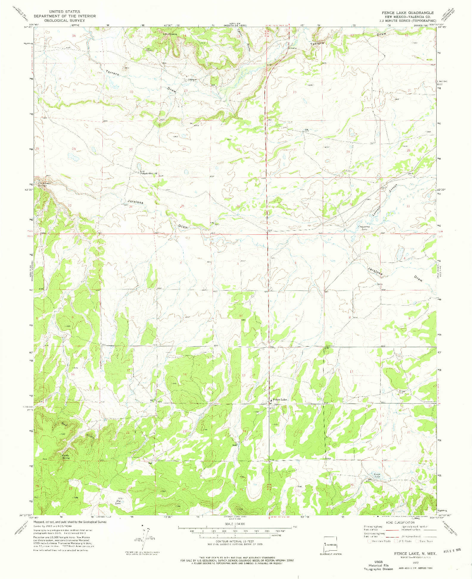 USGS 1:24000-SCALE QUADRANGLE FOR FENCE LAKE, NM 1972