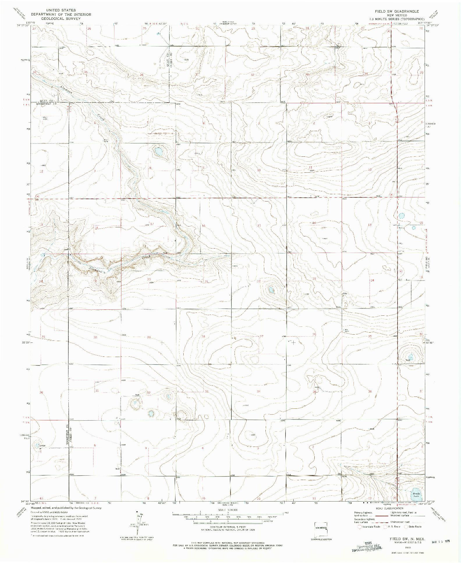 USGS 1:24000-SCALE QUADRANGLE FOR FIELD SW, NM 1973