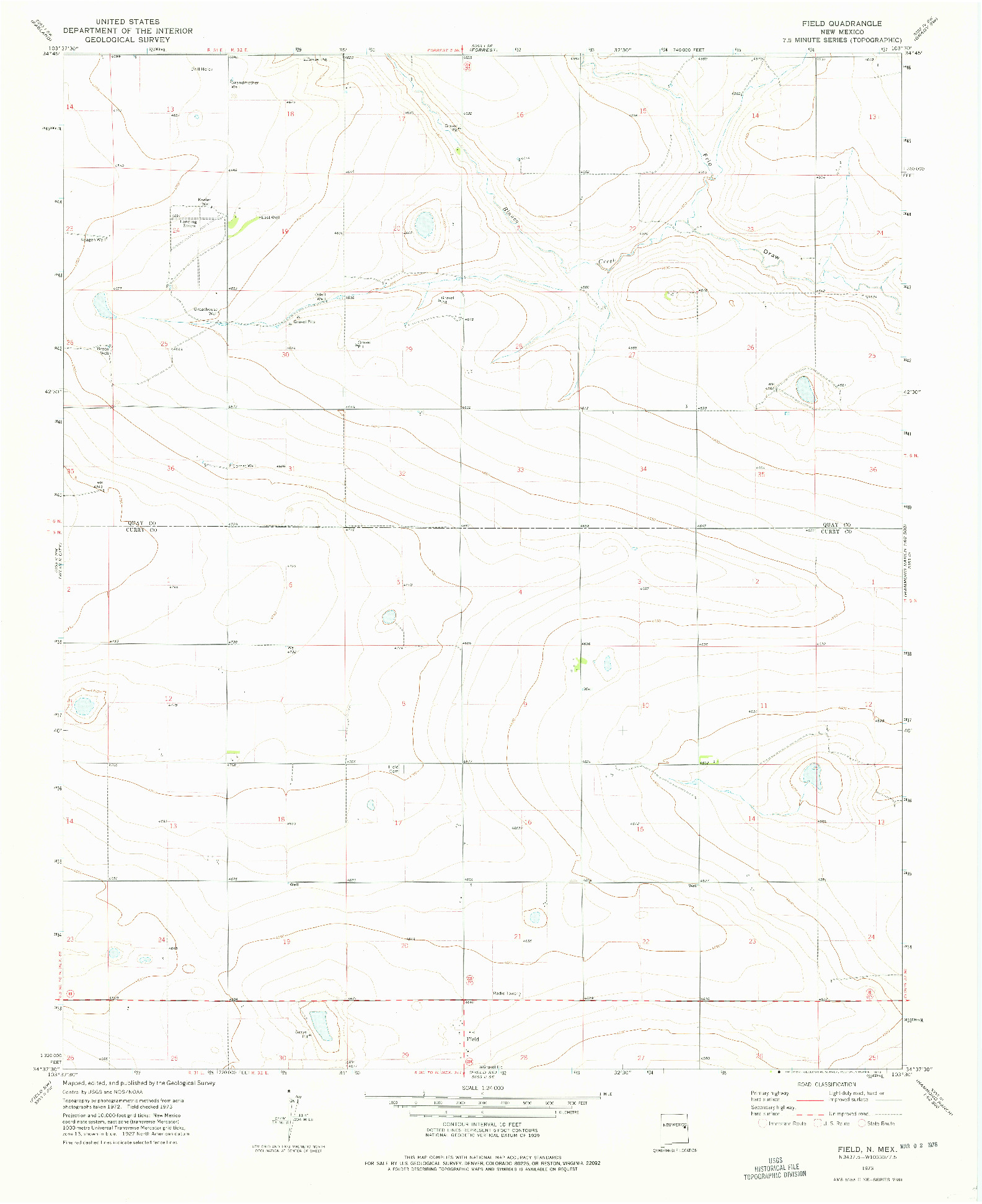 USGS 1:24000-SCALE QUADRANGLE FOR FIELD, NM 1973