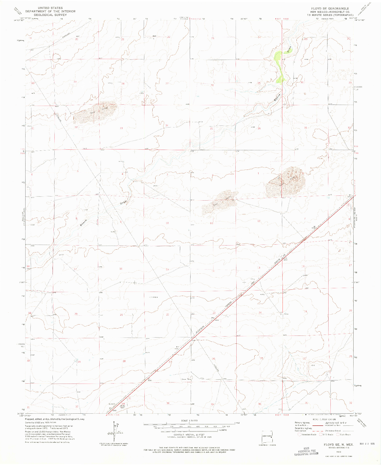 USGS 1:24000-SCALE QUADRANGLE FOR FLOYD SE, NM 1973