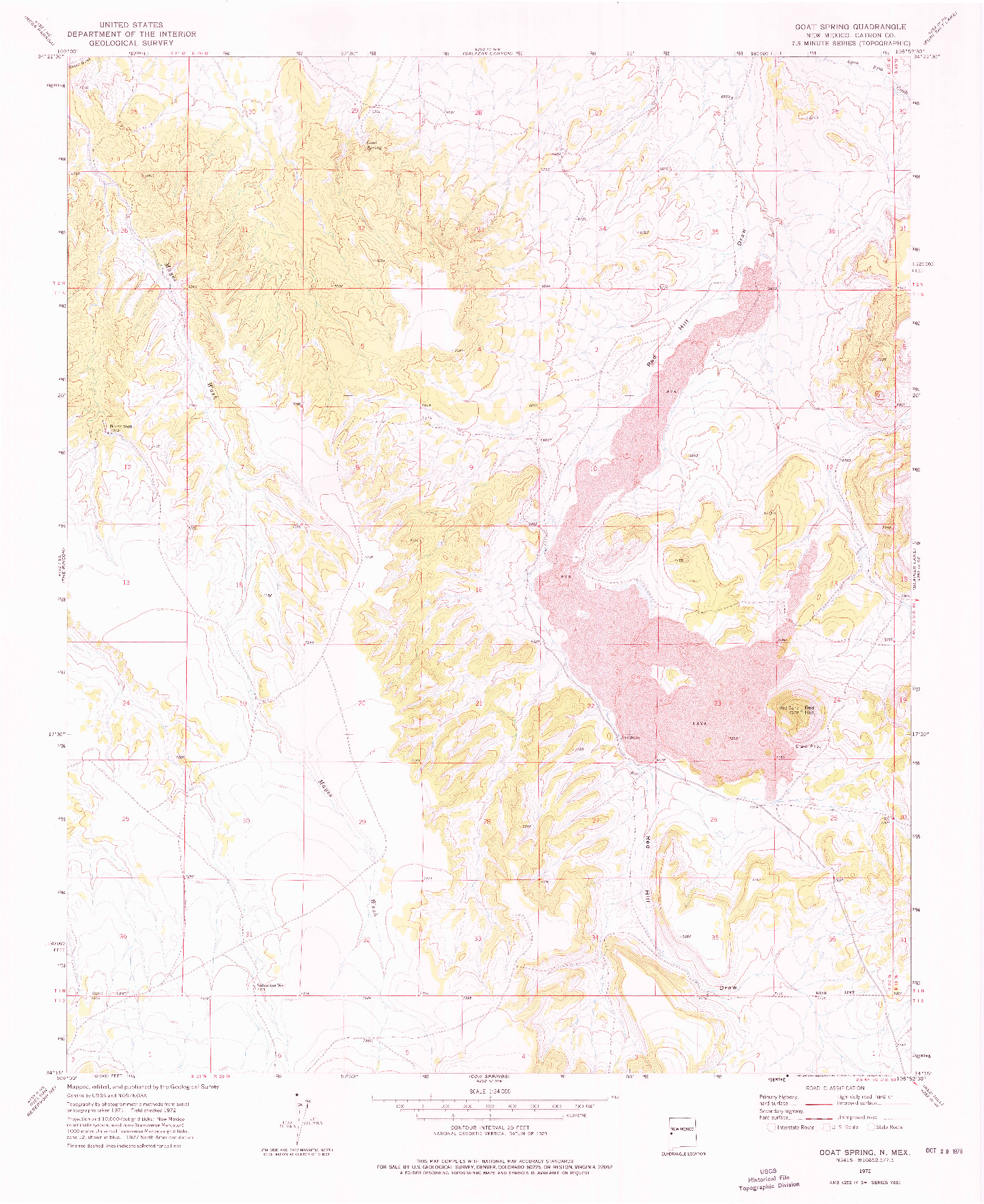 USGS 1:24000-SCALE QUADRANGLE FOR GOAT SPRING, NM 1972