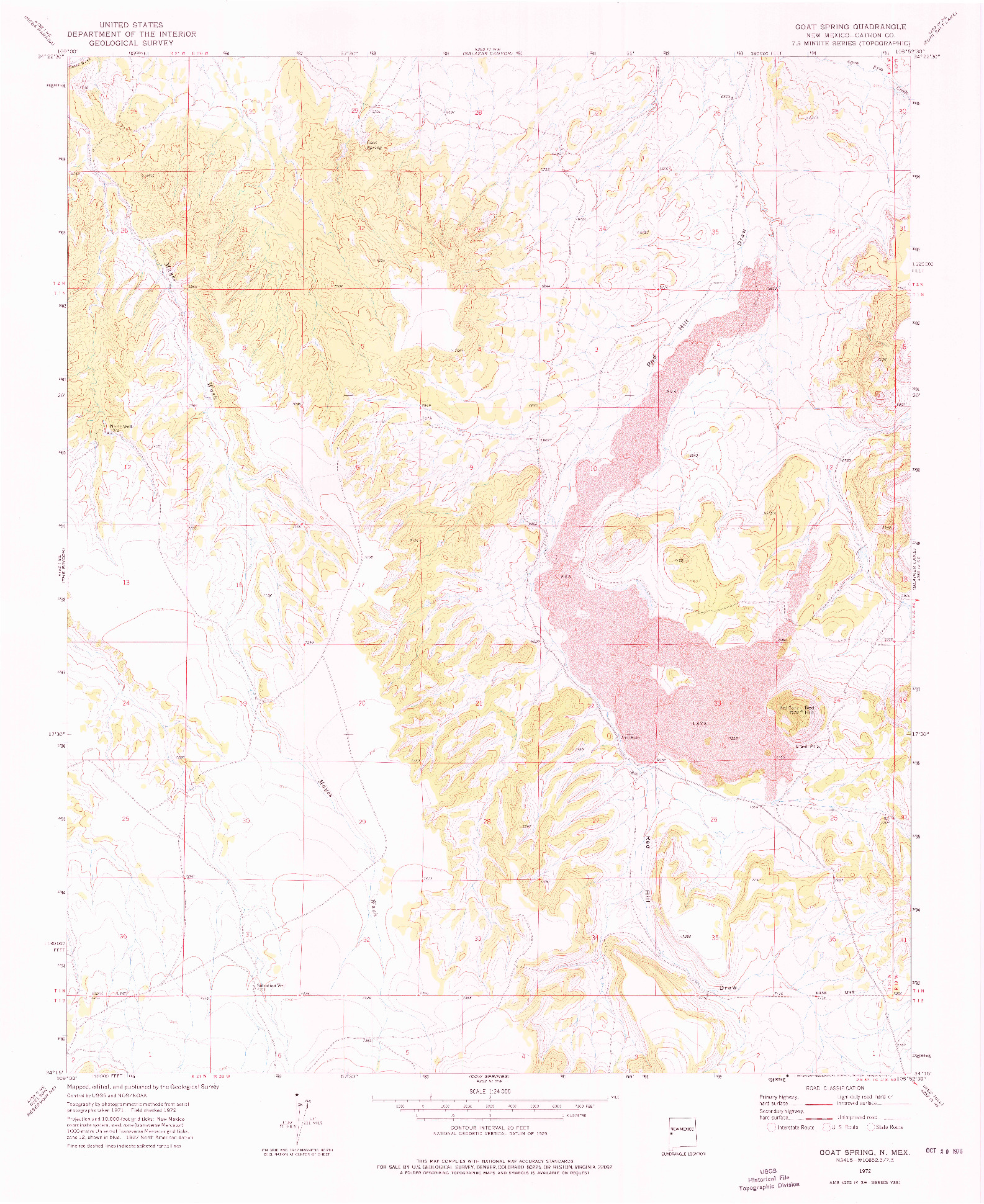 USGS 1:24000-SCALE QUADRANGLE FOR GOAT SPRING, NM 1972