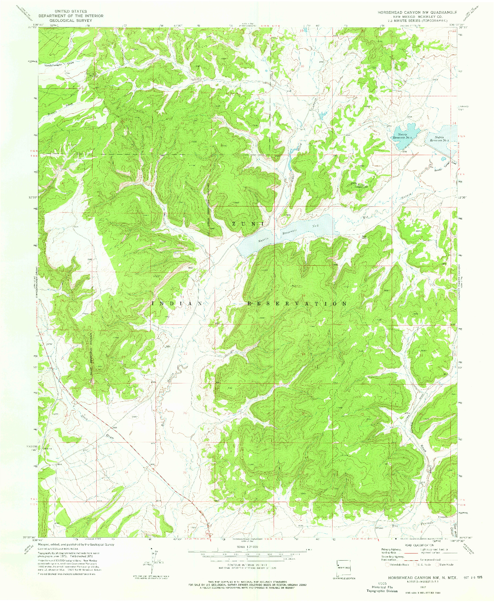 USGS 1:24000-SCALE QUADRANGLE FOR HORSEHEAD CANYON NW, NM 1972