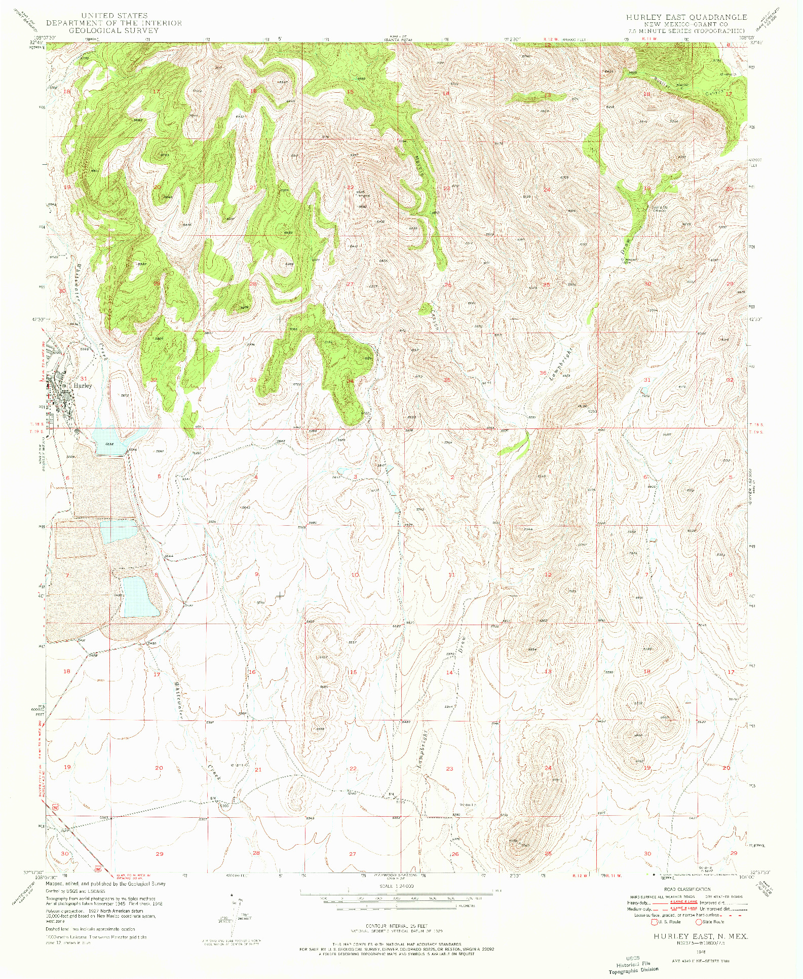 USGS 1:24000-SCALE QUADRANGLE FOR HURLEY EAST, NM 1948