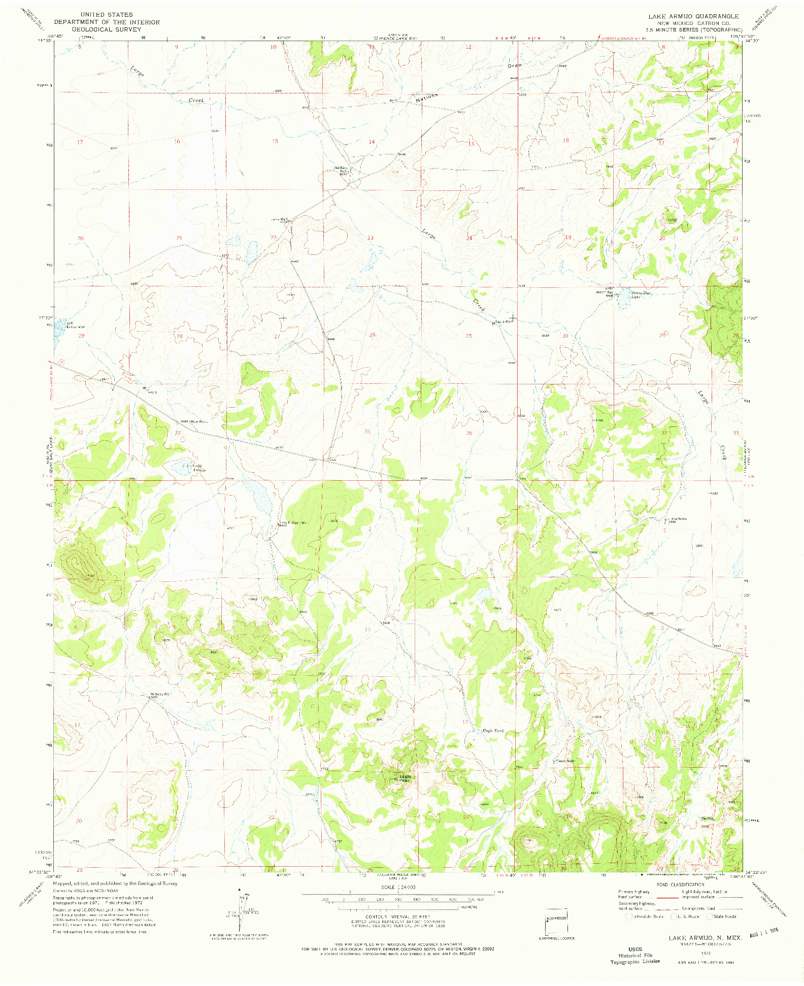 USGS 1:24000-SCALE QUADRANGLE FOR LAKE ARMIJO, NM 1972