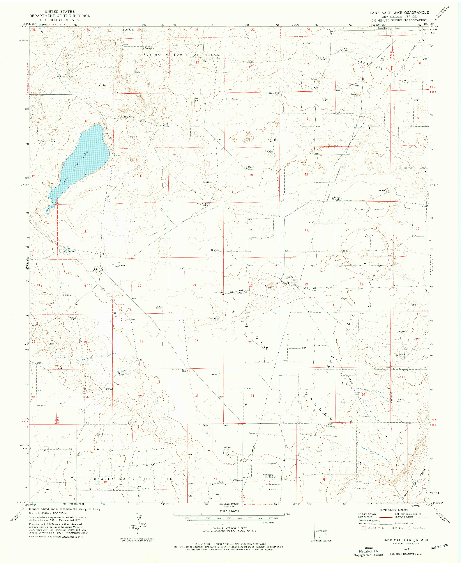 USGS 1:24000-SCALE QUADRANGLE FOR LANE SALT LAKE, NM 1973