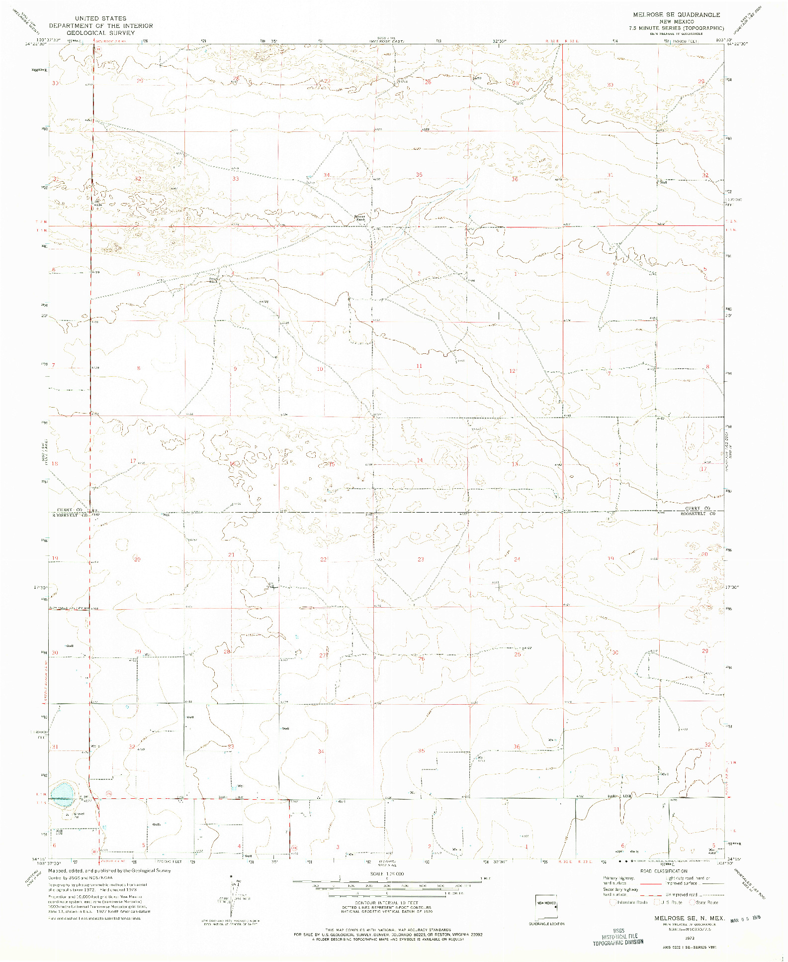 USGS 1:24000-SCALE QUADRANGLE FOR MELROSE SE, NM 1973