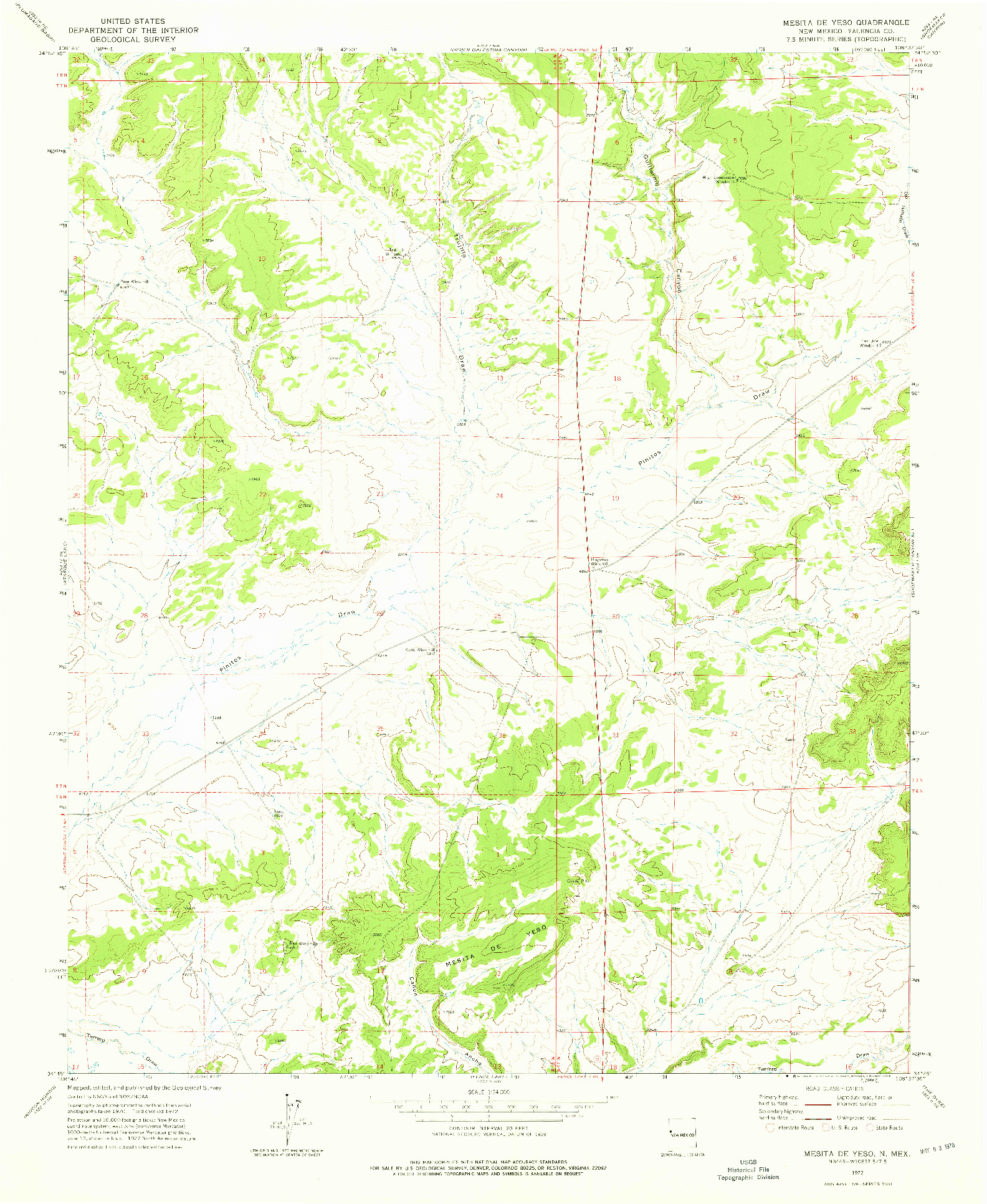 USGS 1:24000-SCALE QUADRANGLE FOR MESITA DE YESO, NM 1972