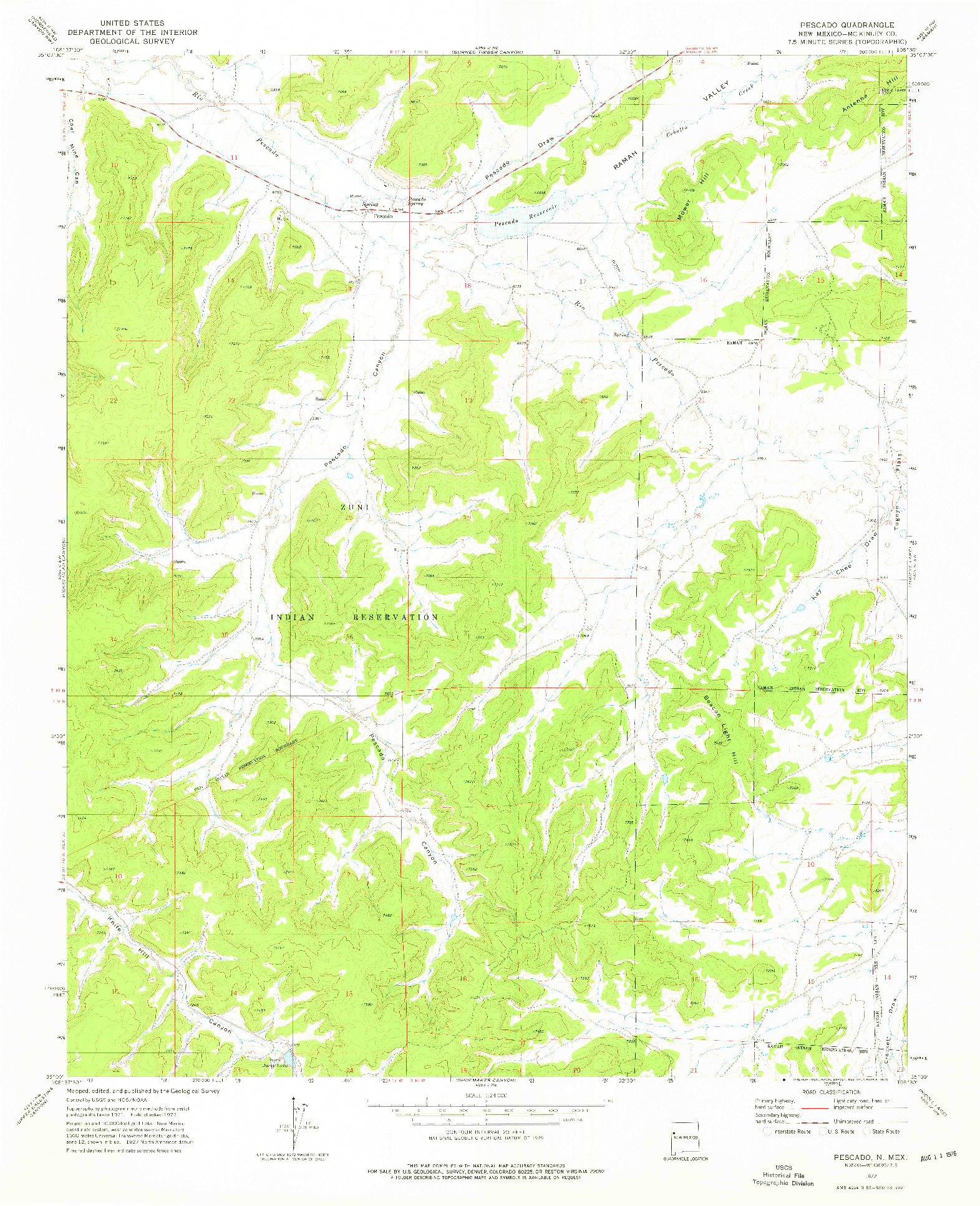 USGS 1:24000-SCALE QUADRANGLE FOR PESCADO, NM 1972